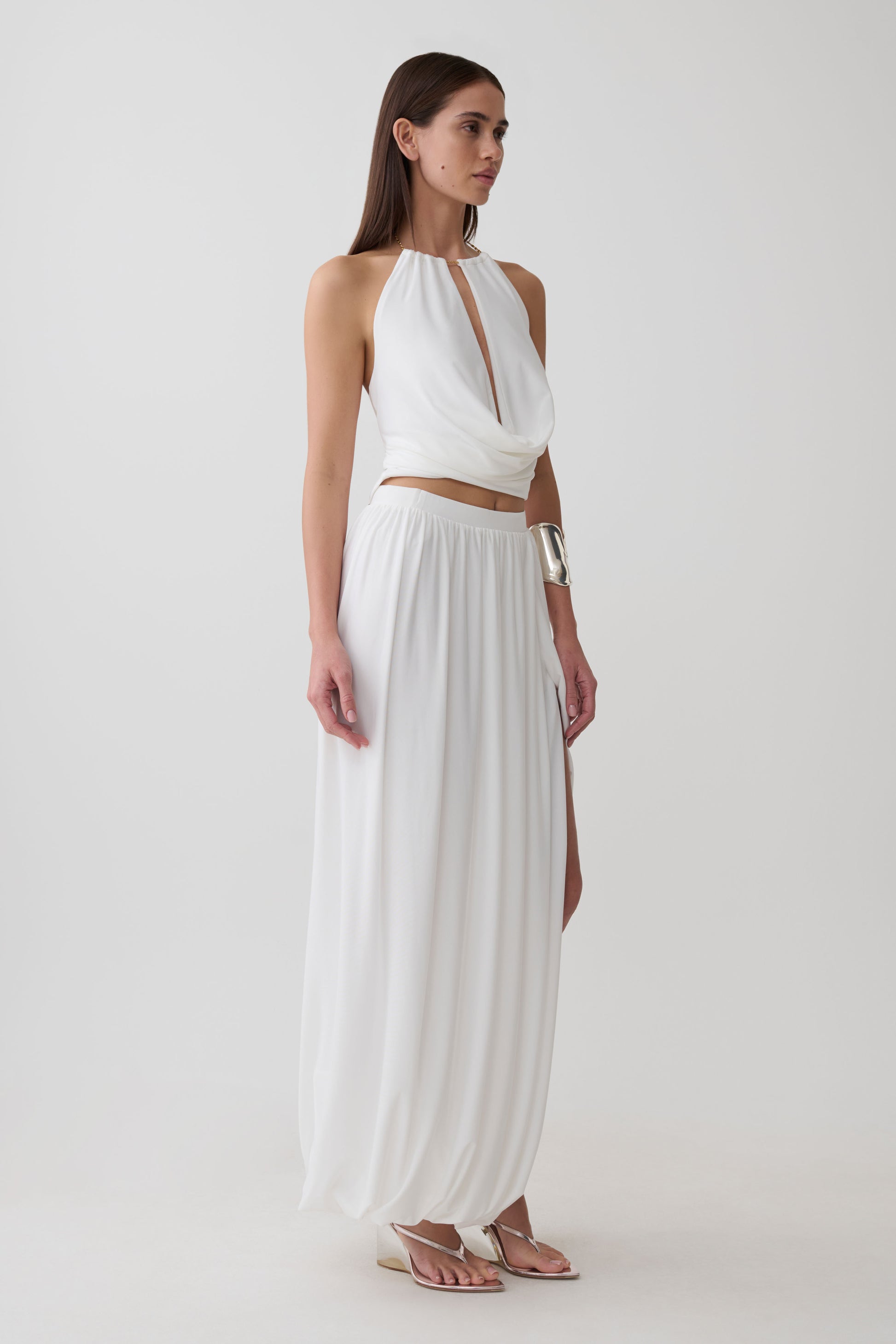 Banks Bubble Hem Midi Skirt - White #2