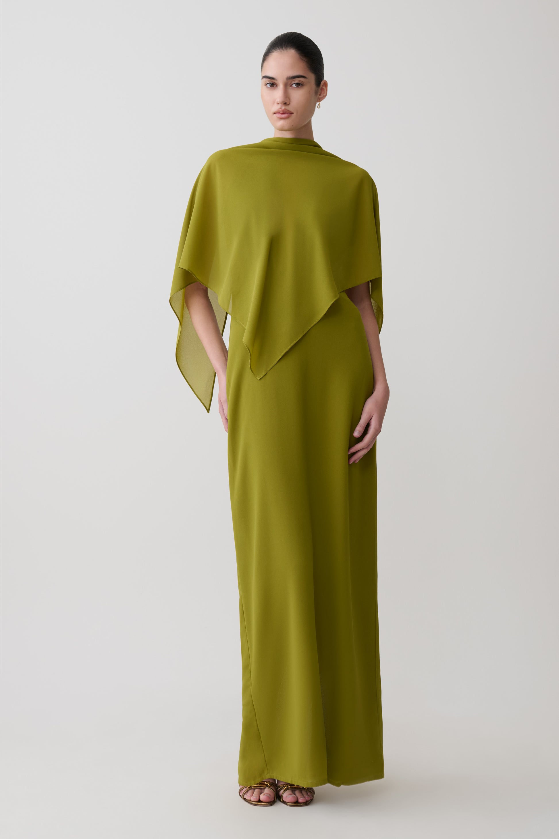 Gianna Satin Halter Maxi Dress - Olive #7