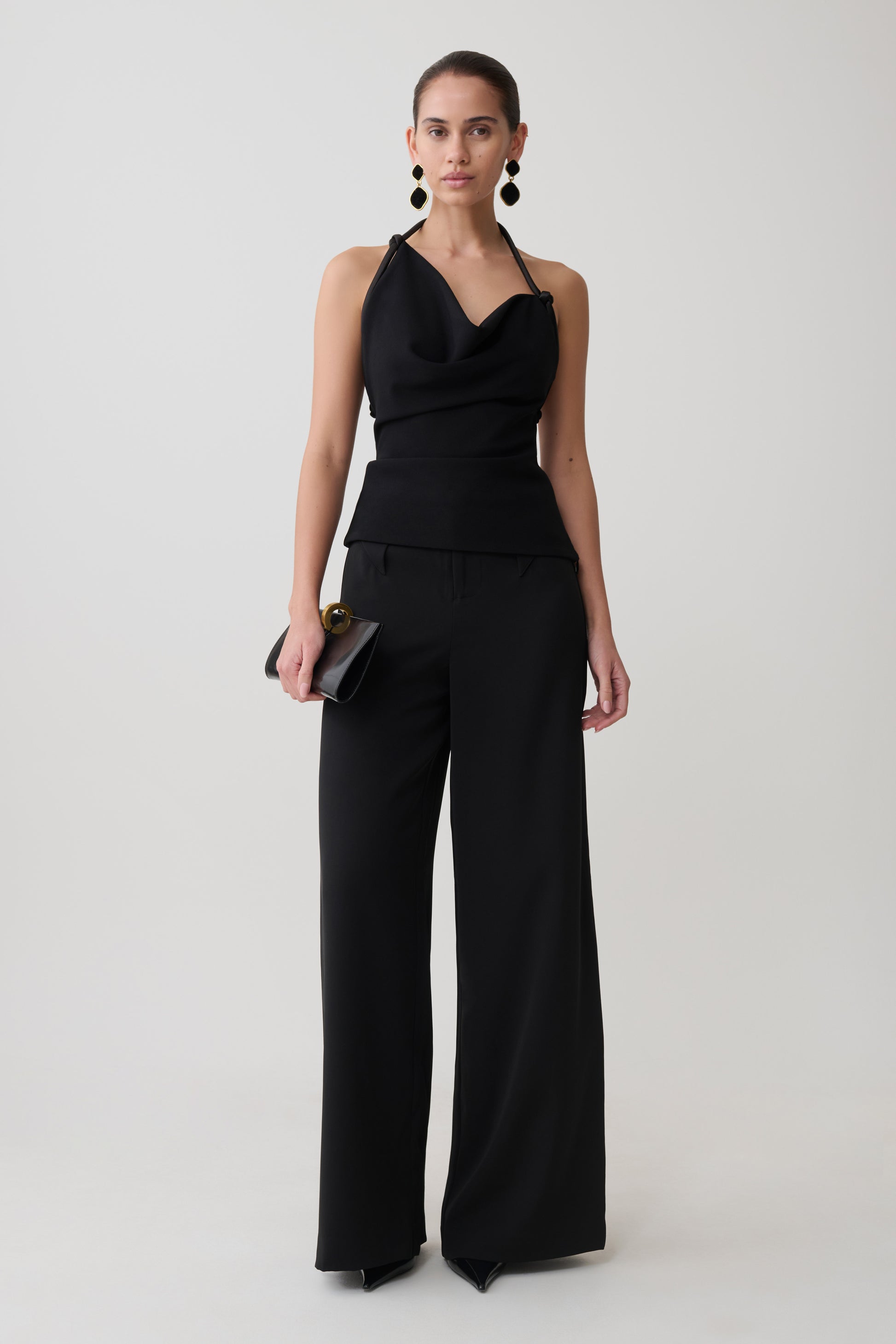 Gracie Halter Neck Asymmetrical Top - Black #7