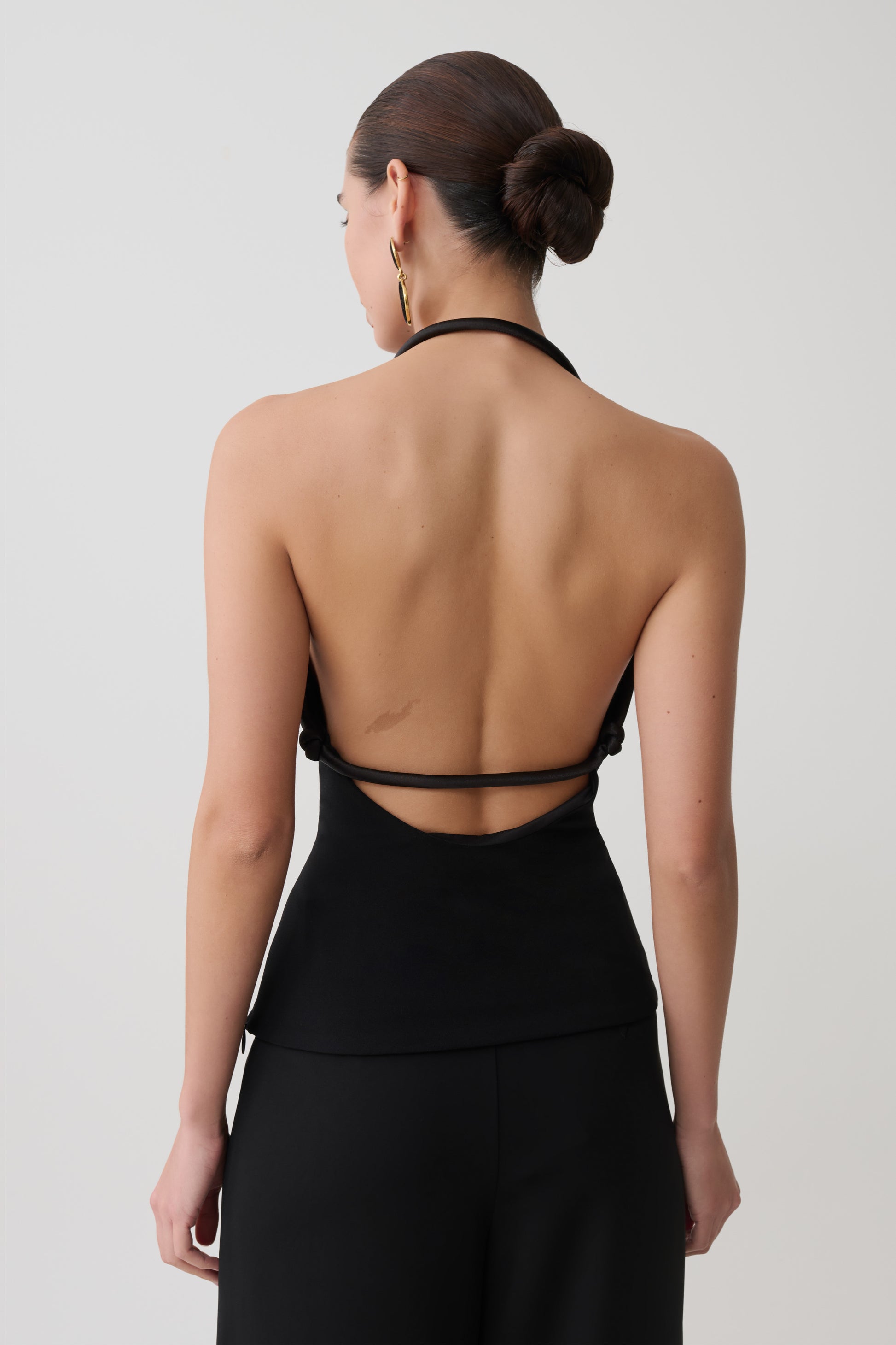 Gracie Halter Neck Asymmetrical Top - Black #2