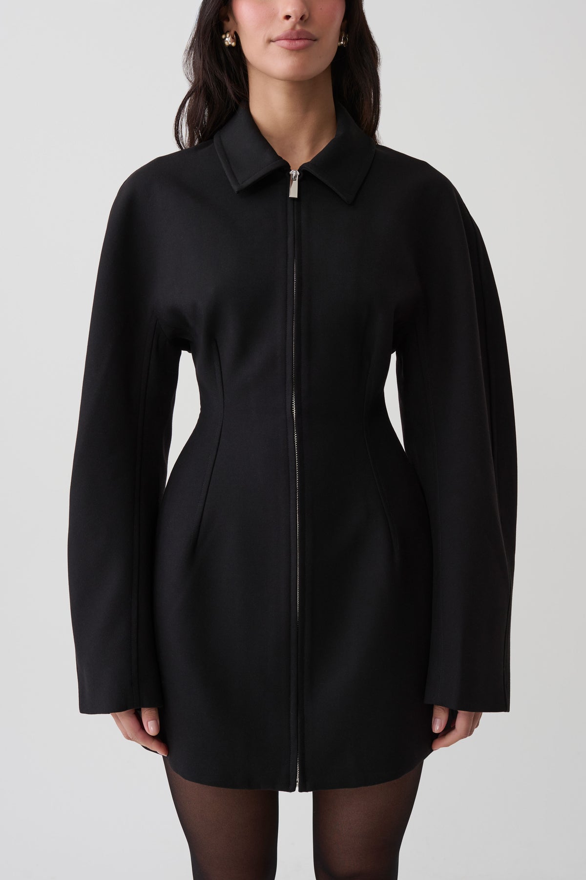 Jordana Long Sleeve Mini Dress - Black