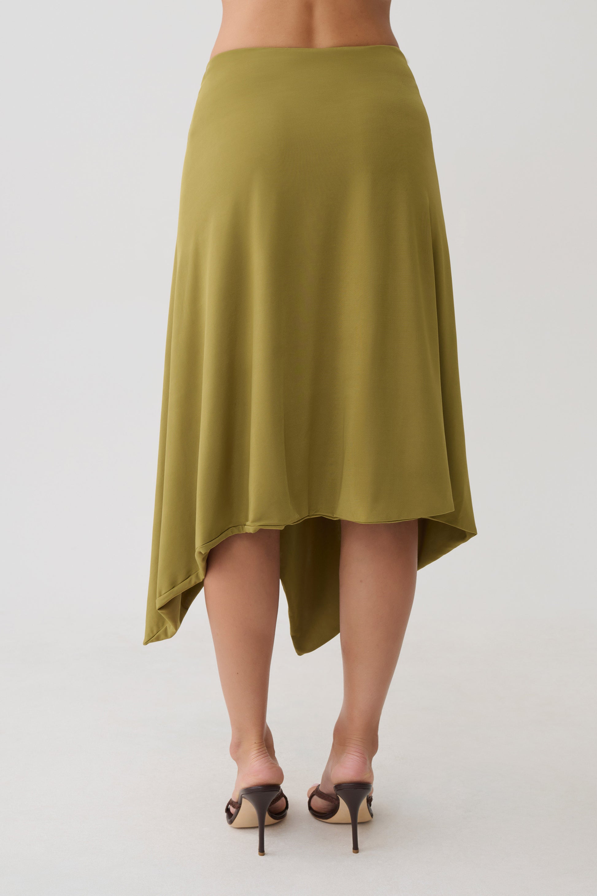 Sault Hankie Midi Skirt with Hardware - Martini Olive #7
