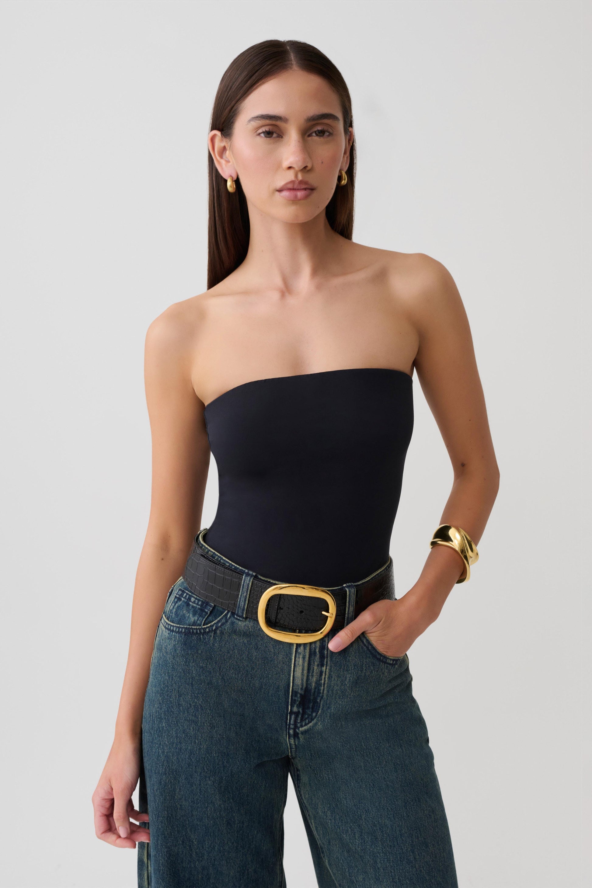 Harley Strapless Bandeau Top - Black