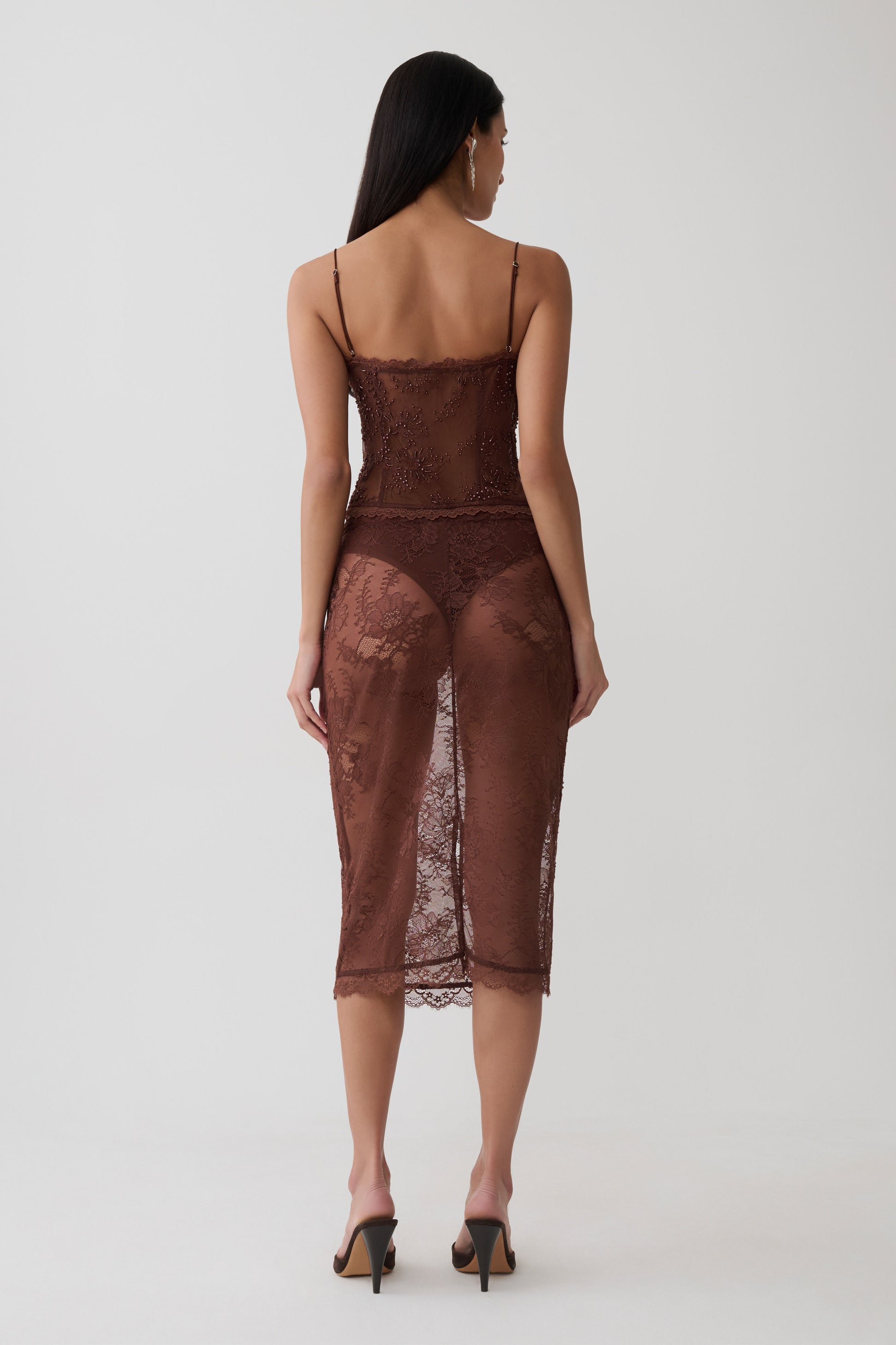 Marcelle Lace Midi Skirt - Dark Chocolate #2