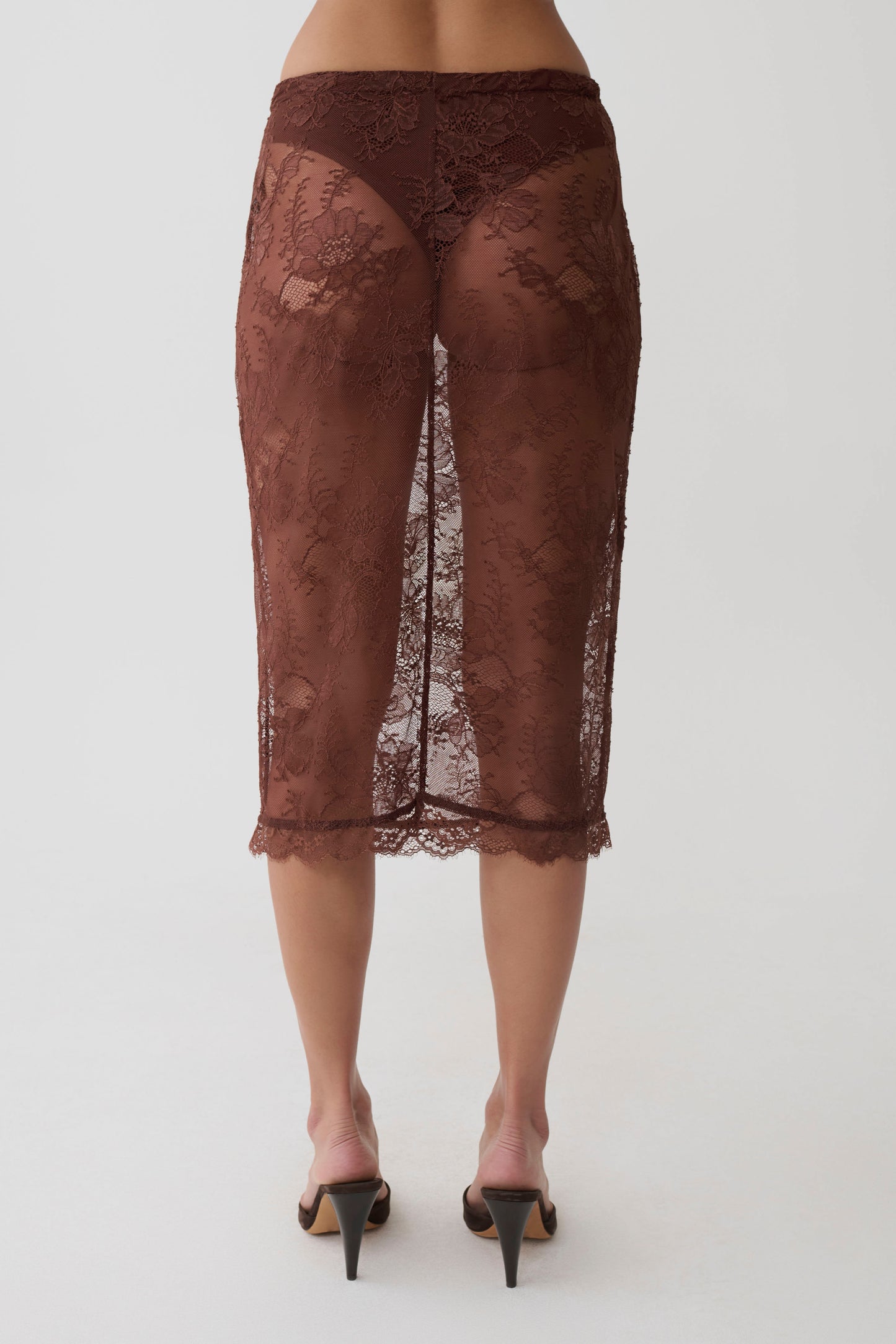 Marcelle Lace Midi Skirt - Dark Chocolate