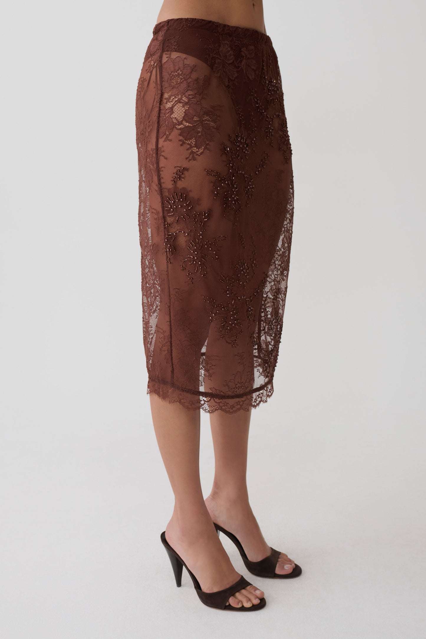 Marcelle Lace Midi Skirt - Dark Chocolate