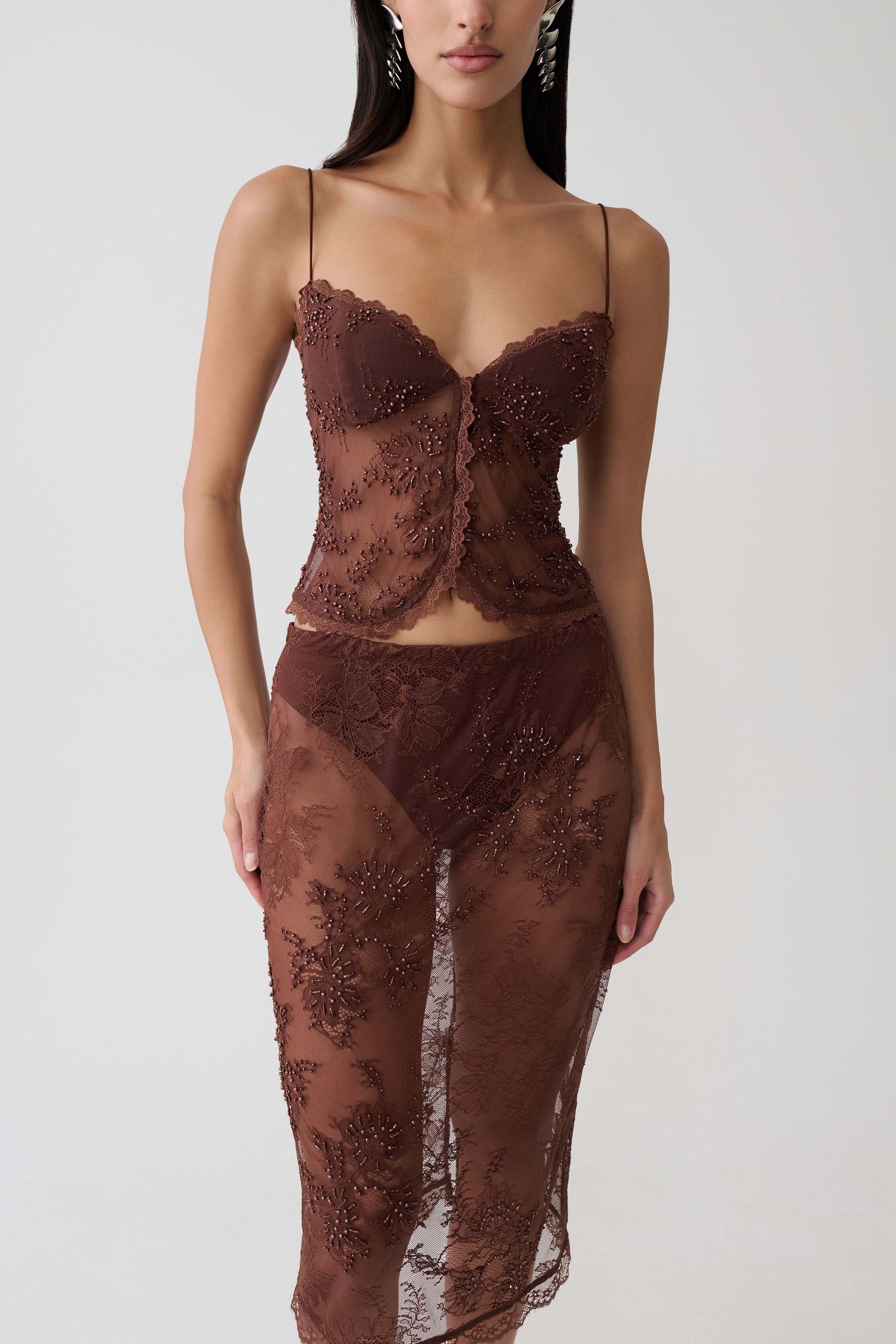 Marcelle Sweetheart Lace Top - Dark Chocolate #3