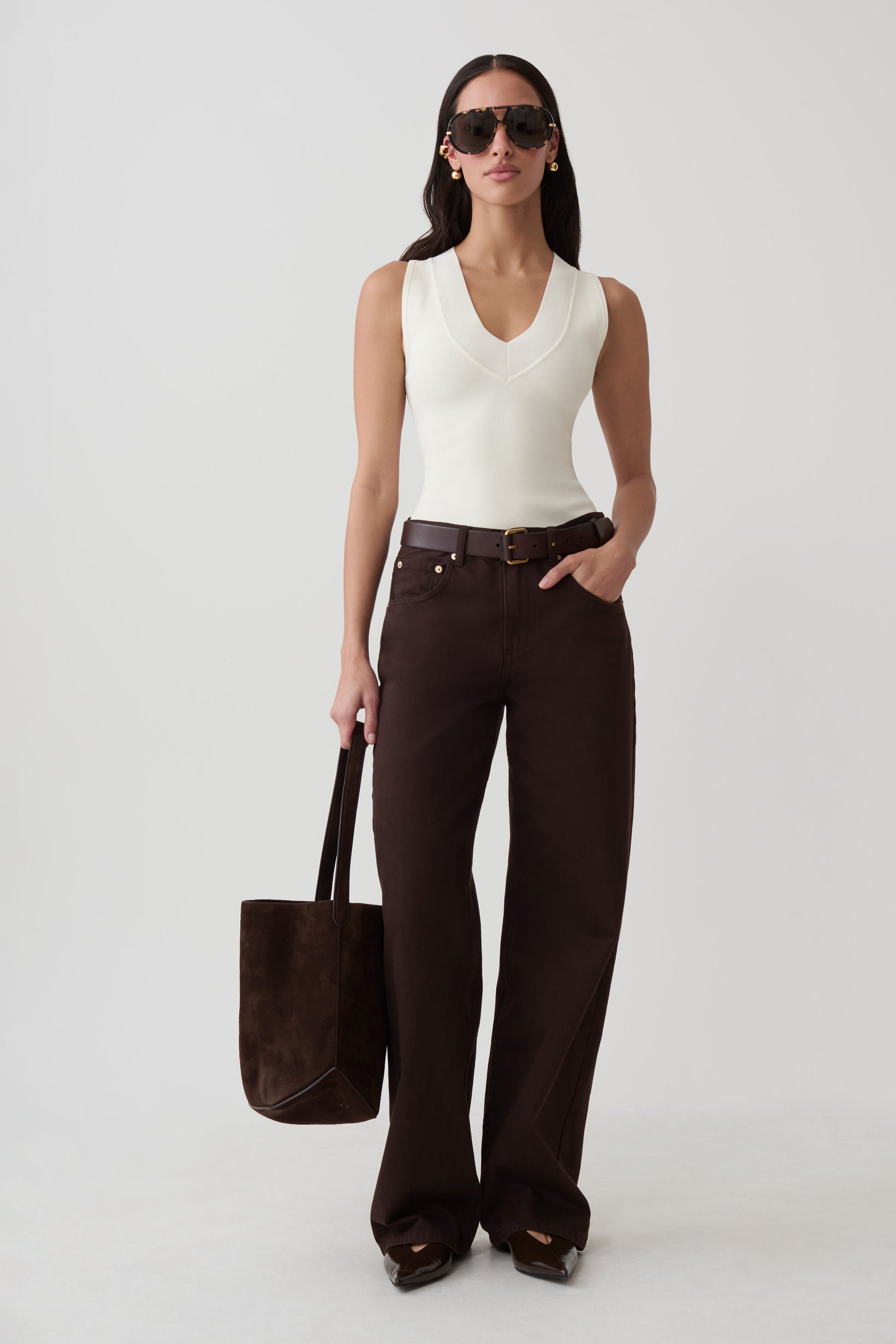 Claudina V-Neck Knit Tank - Ivory #3
