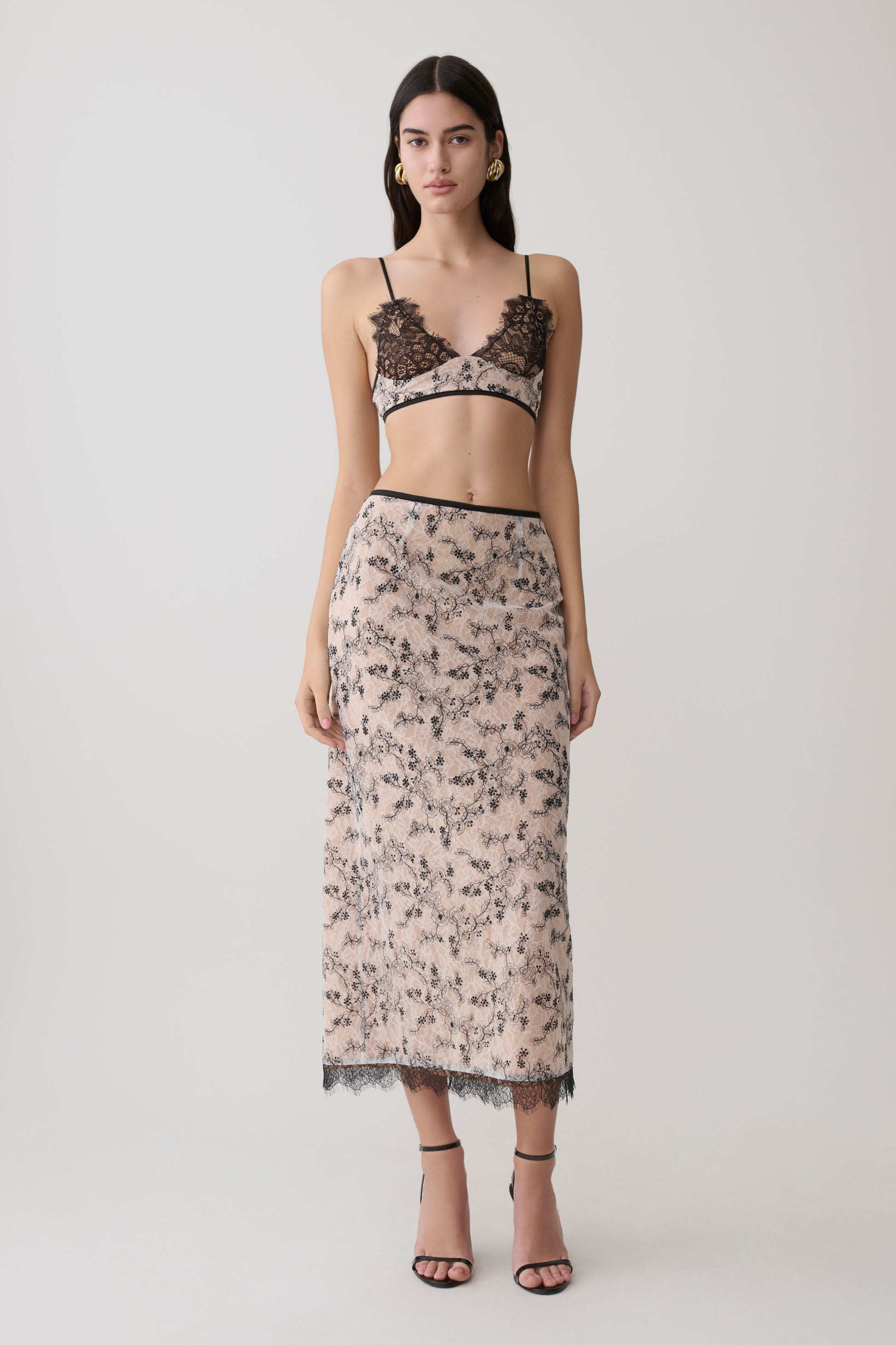 Kimberly Lace Pencil Midi Skirt - Nude Lace #3