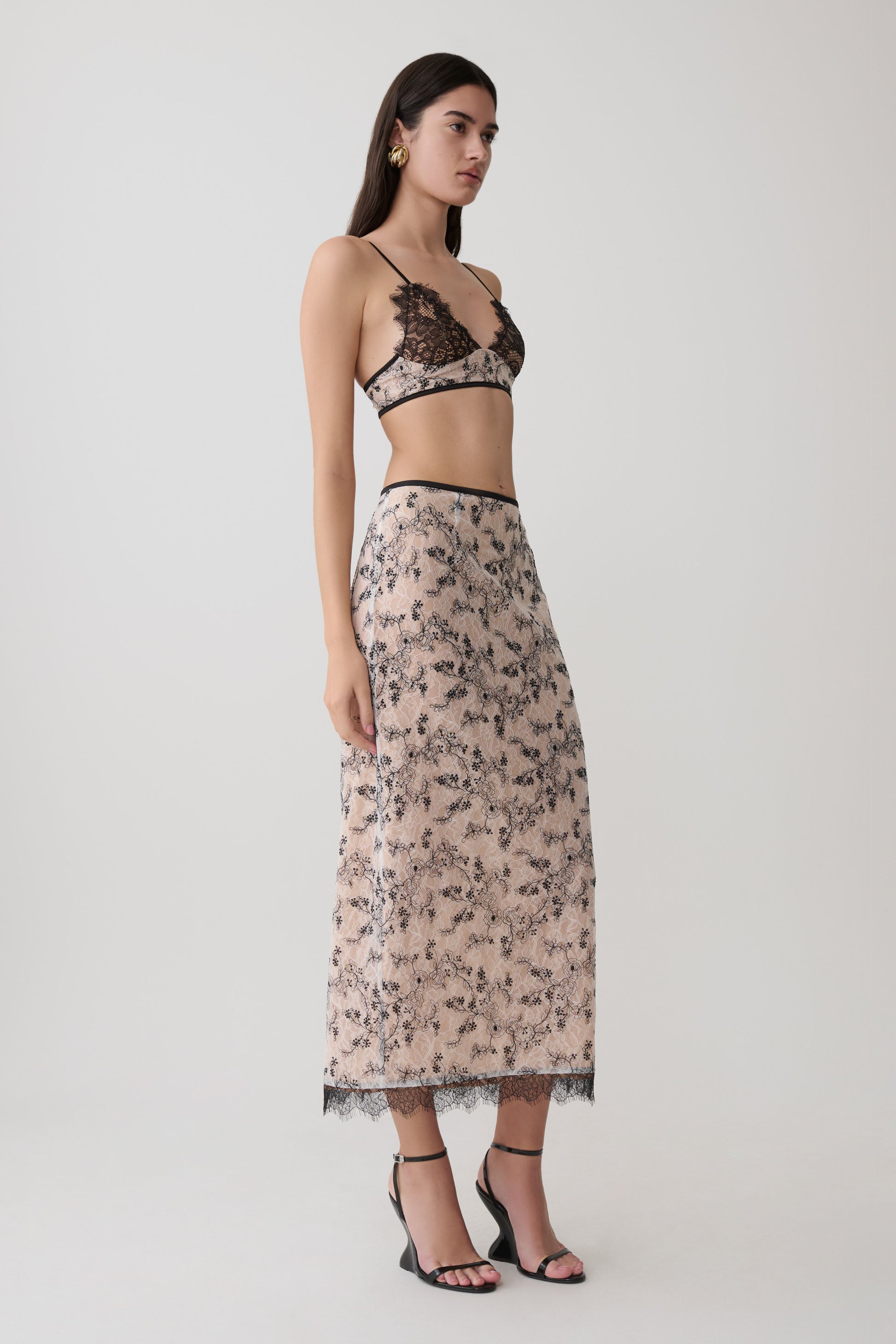 Kimberly Lace Pencil Midi Skirt - Nude Lace #5