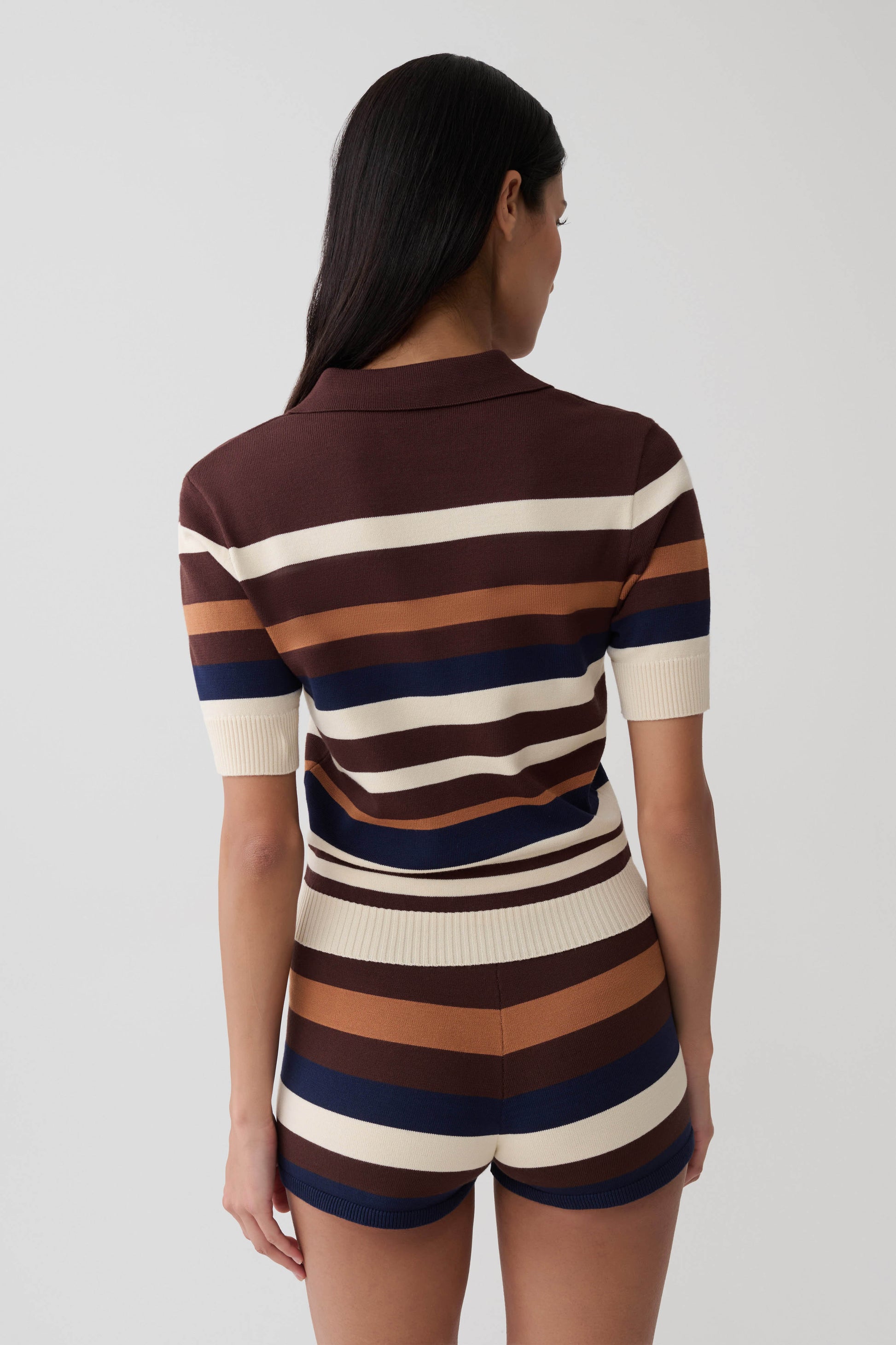 Philly Stripe Knit Button Up Top - Navy/Neutral #2