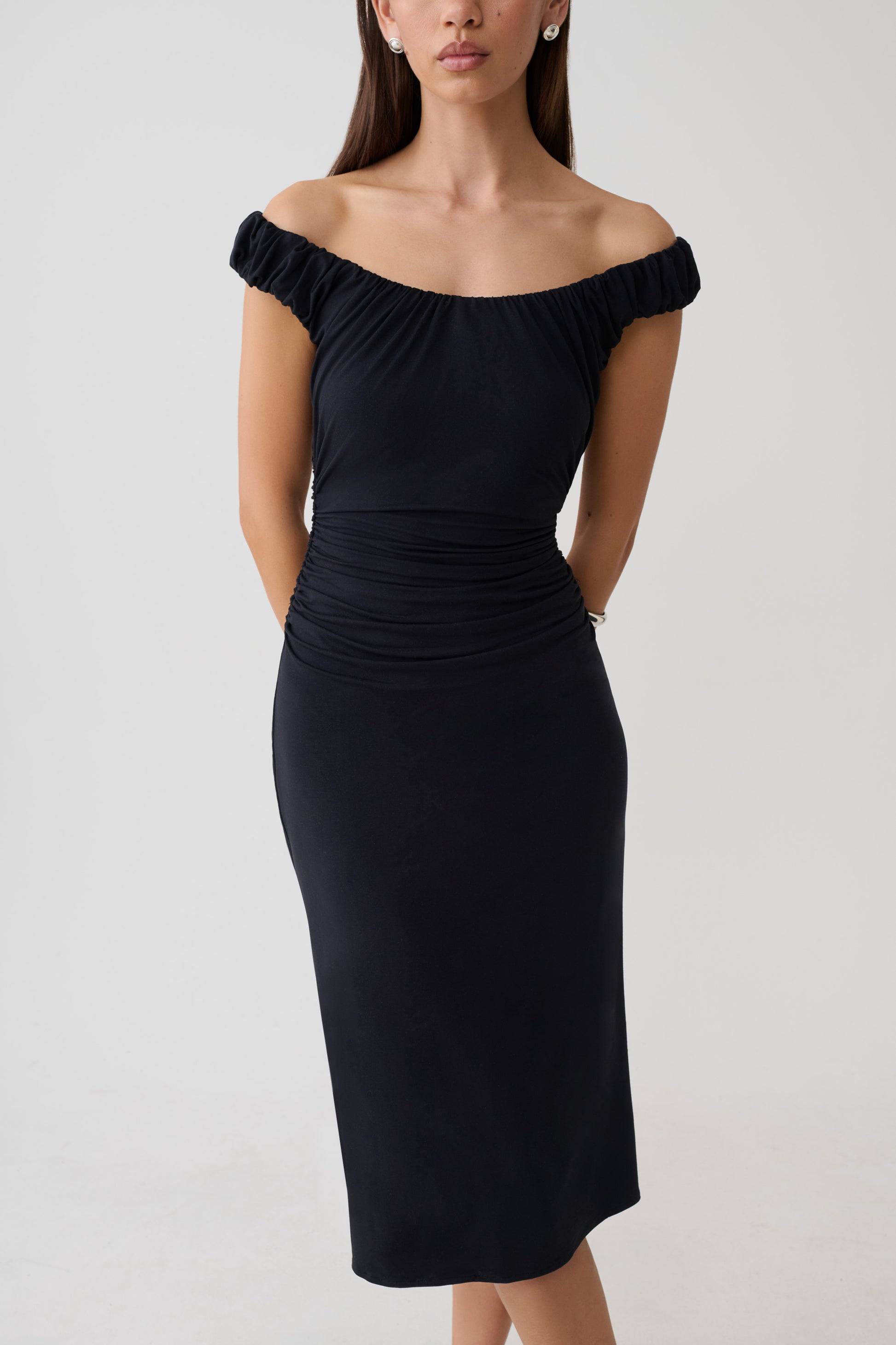 Alize Cupro Knee Length Dress - Black #3