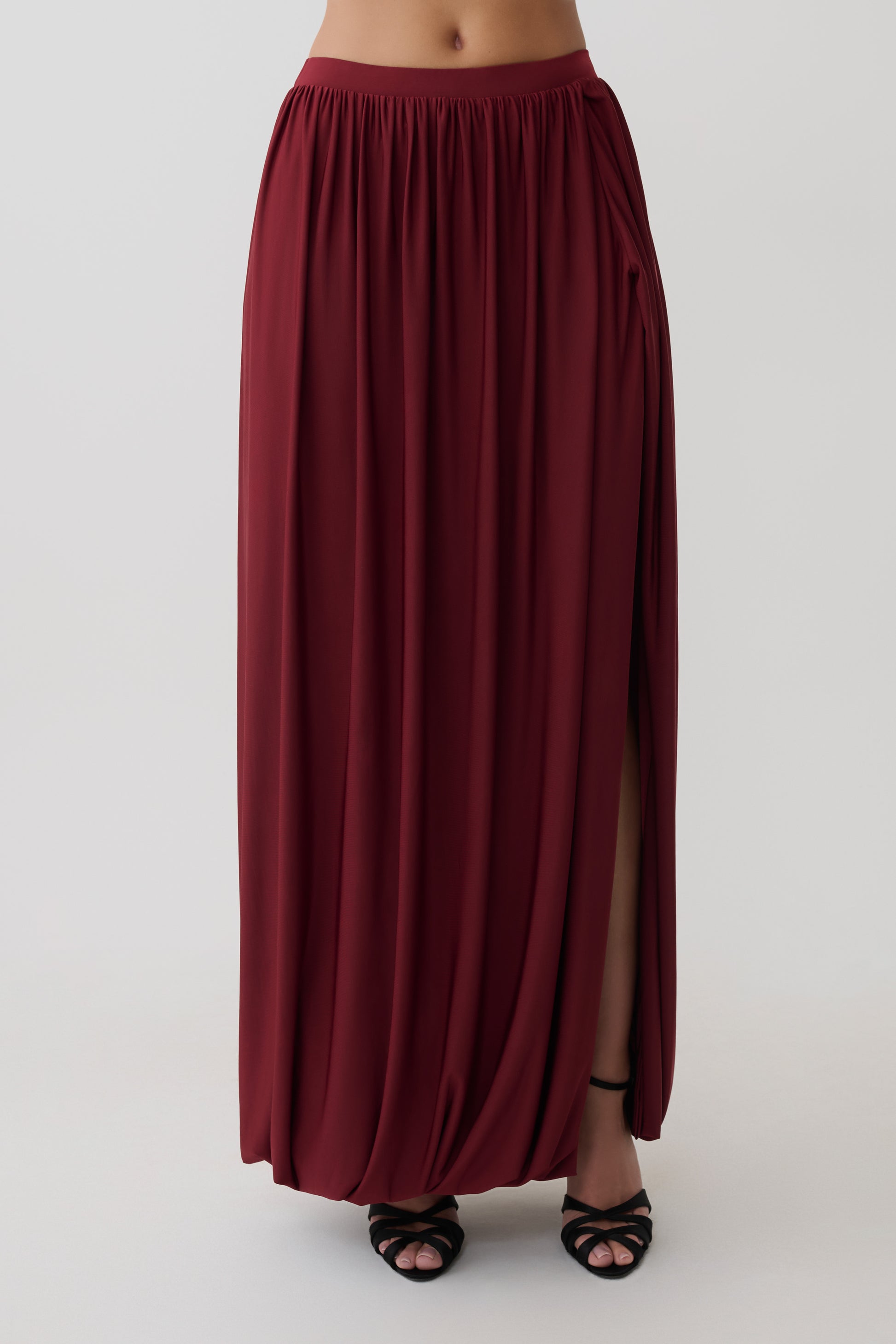 Banks Bubble Hem Midi Skirt - Wine #9