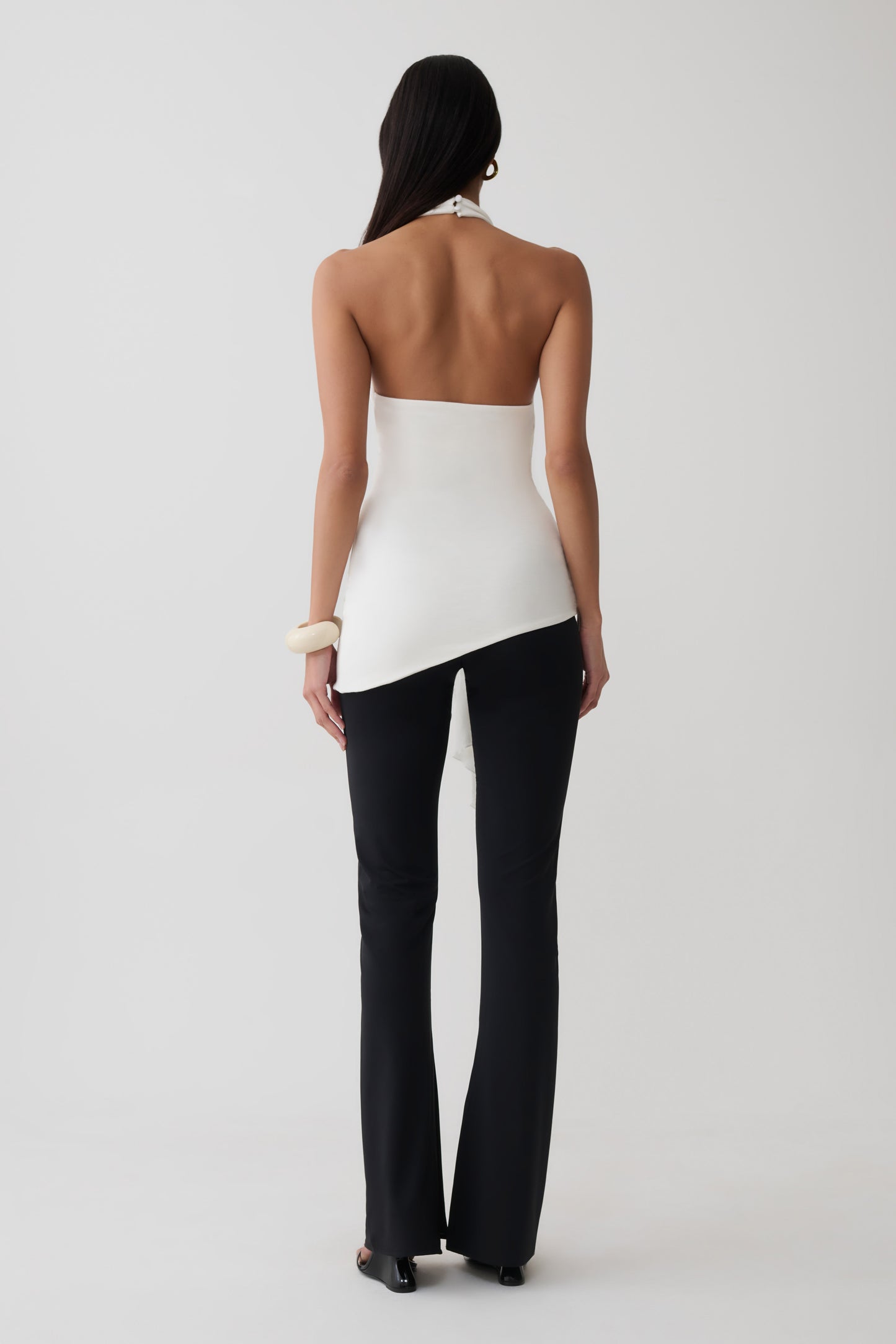 Dolorres Front Tie Halter Top - White