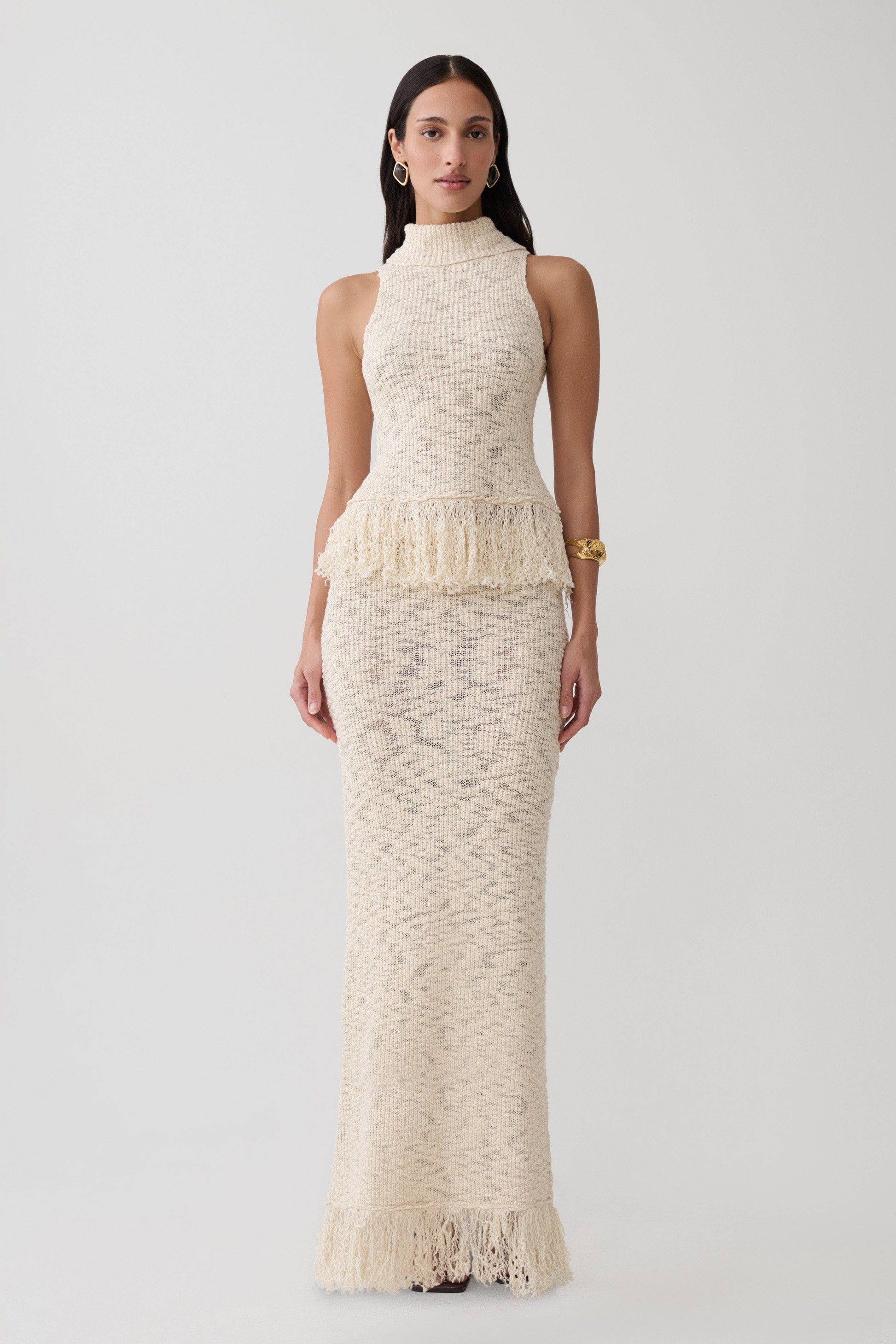 Giovanni Fringe Knit Top - Cream #7