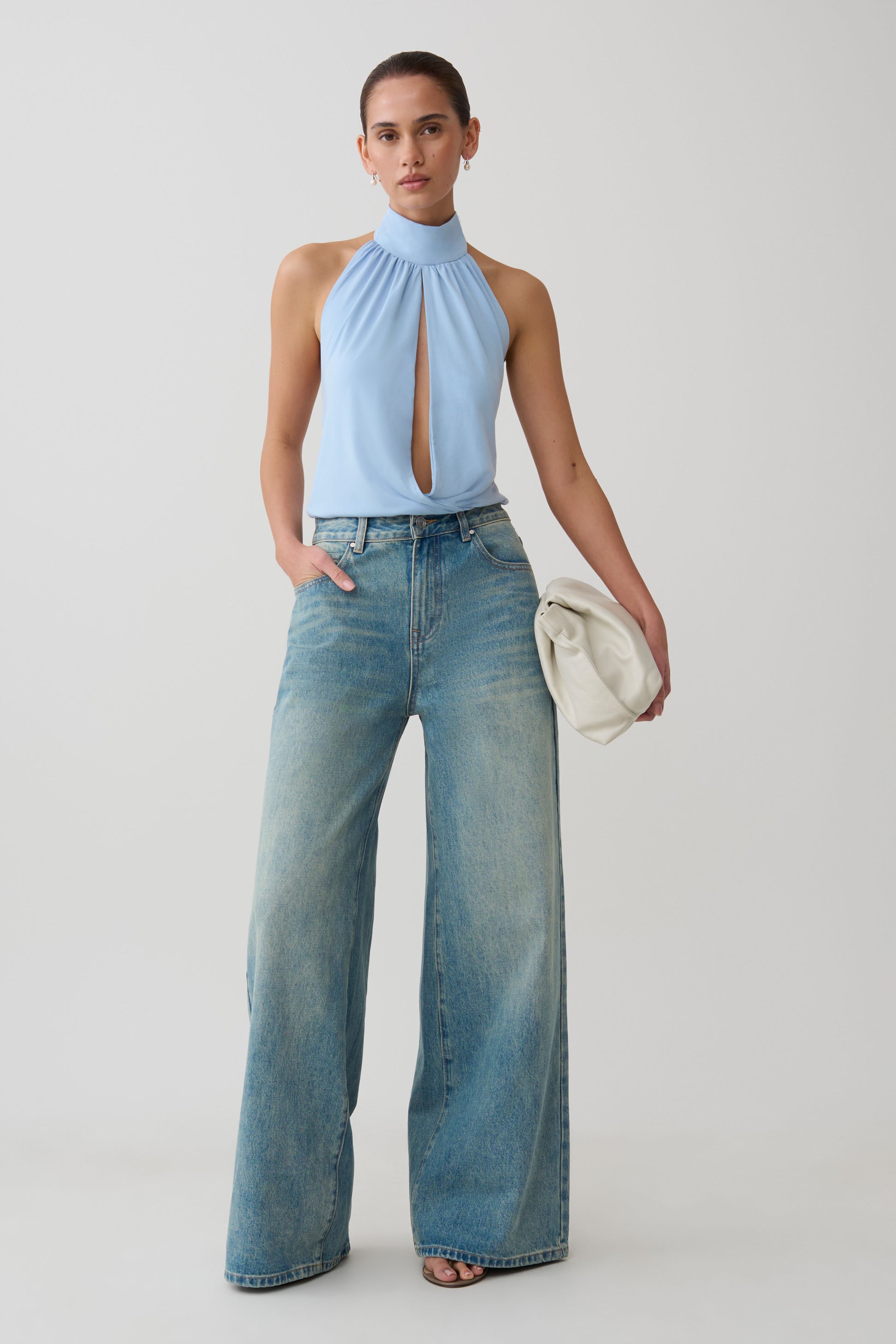Maki Viscose Sleeveless Halter Top - Blue #5