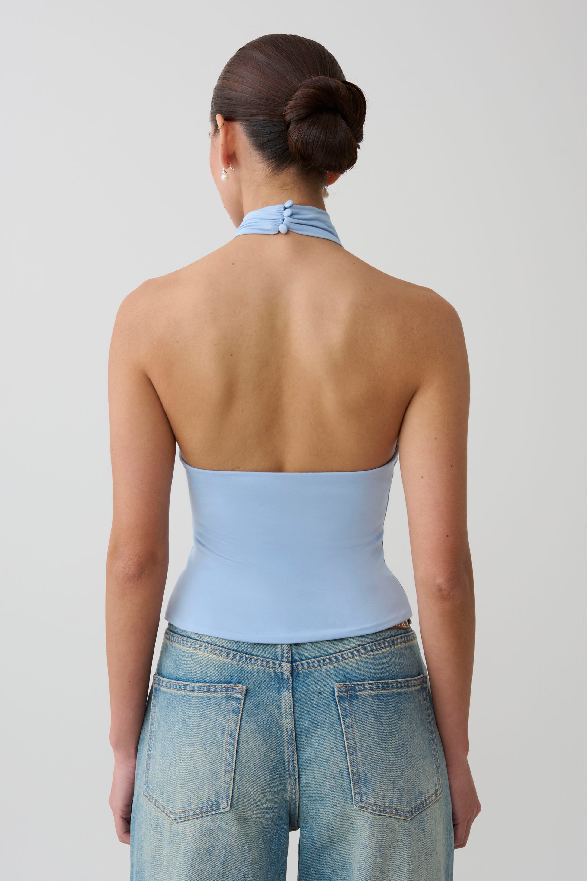 Maki Viscose Sleeveless Halter Top - Blue #2