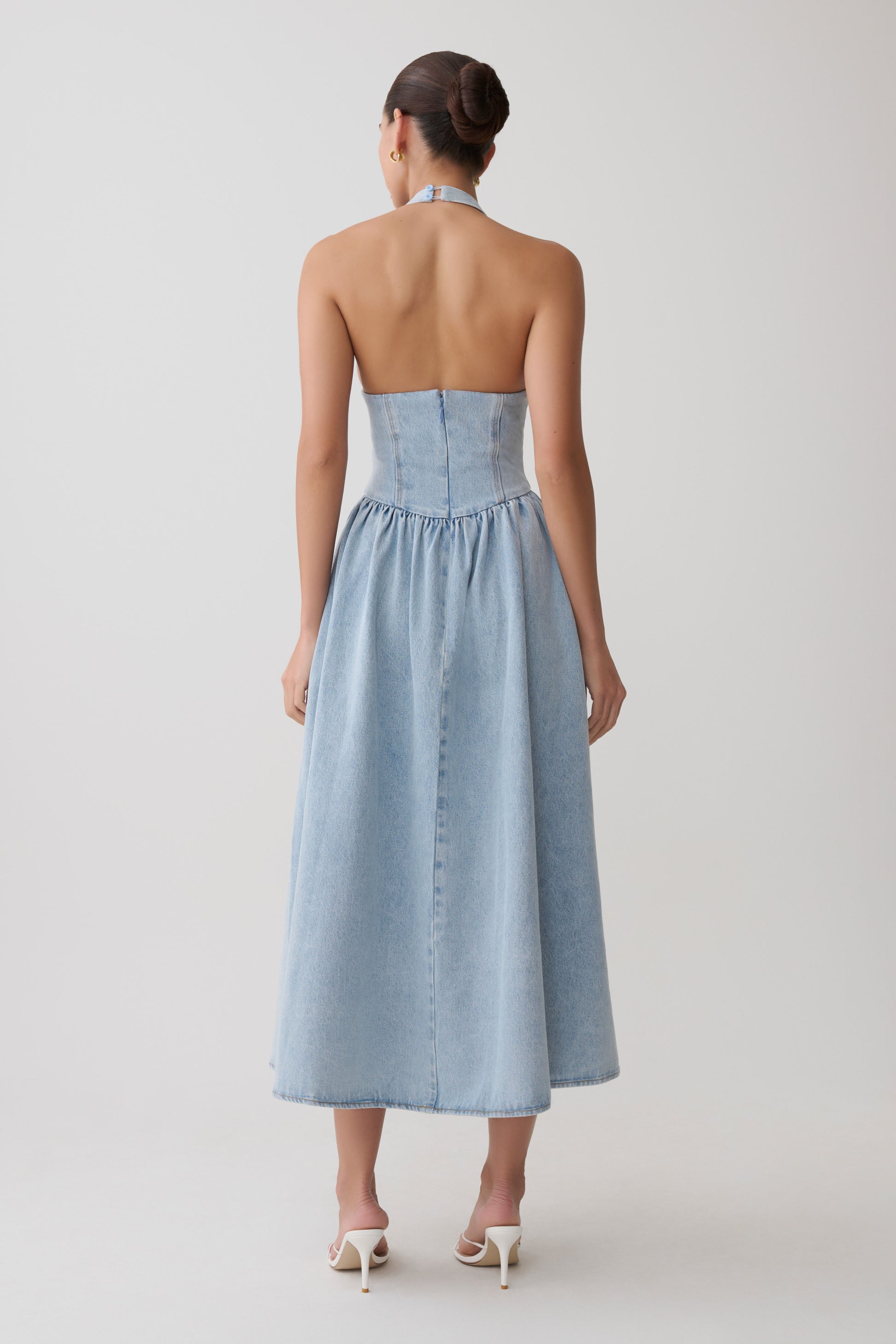 Miller Denim Halter Midi Dress - Classic Blue #2