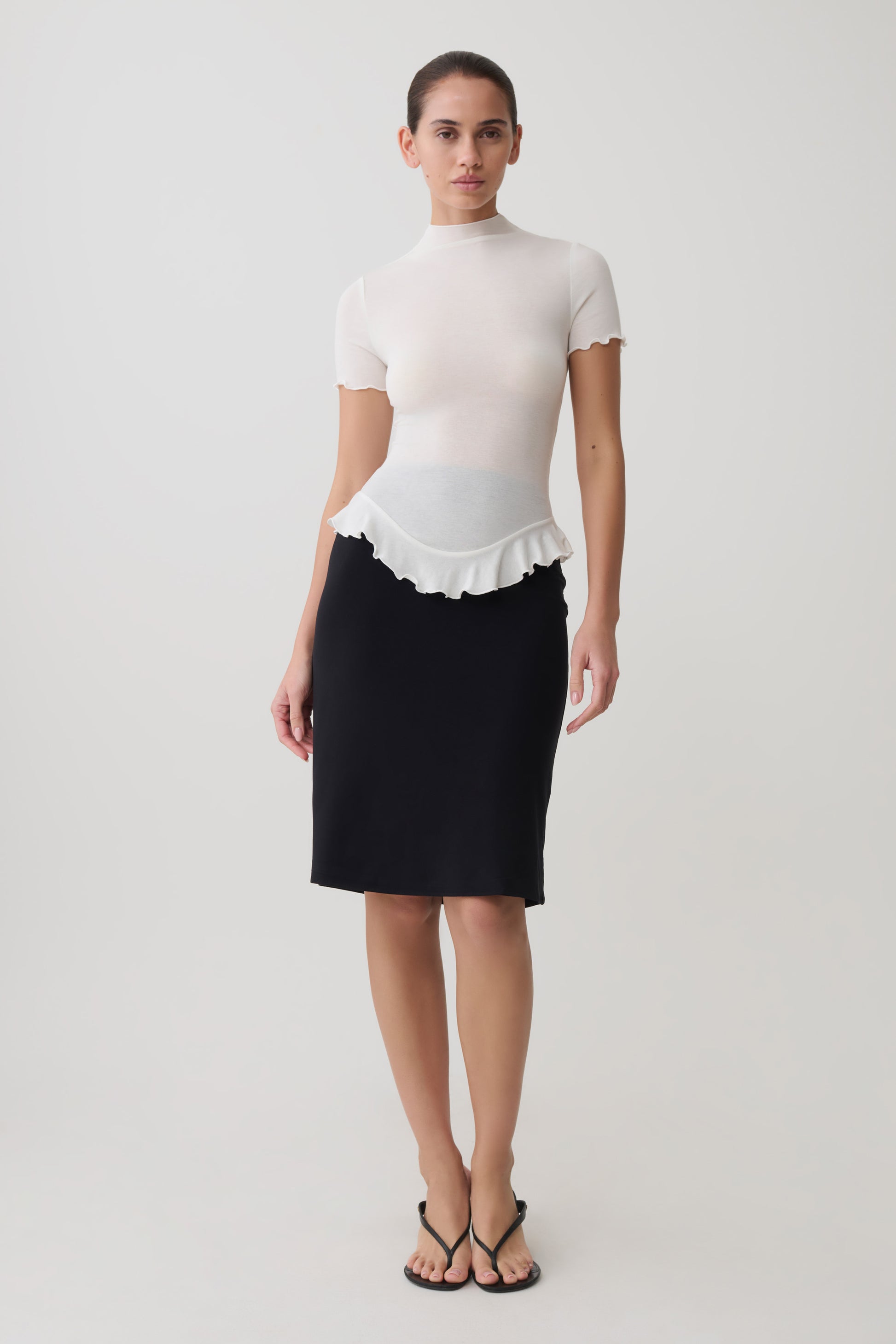 Nira Short Sleeve Ruffle Top - White #6