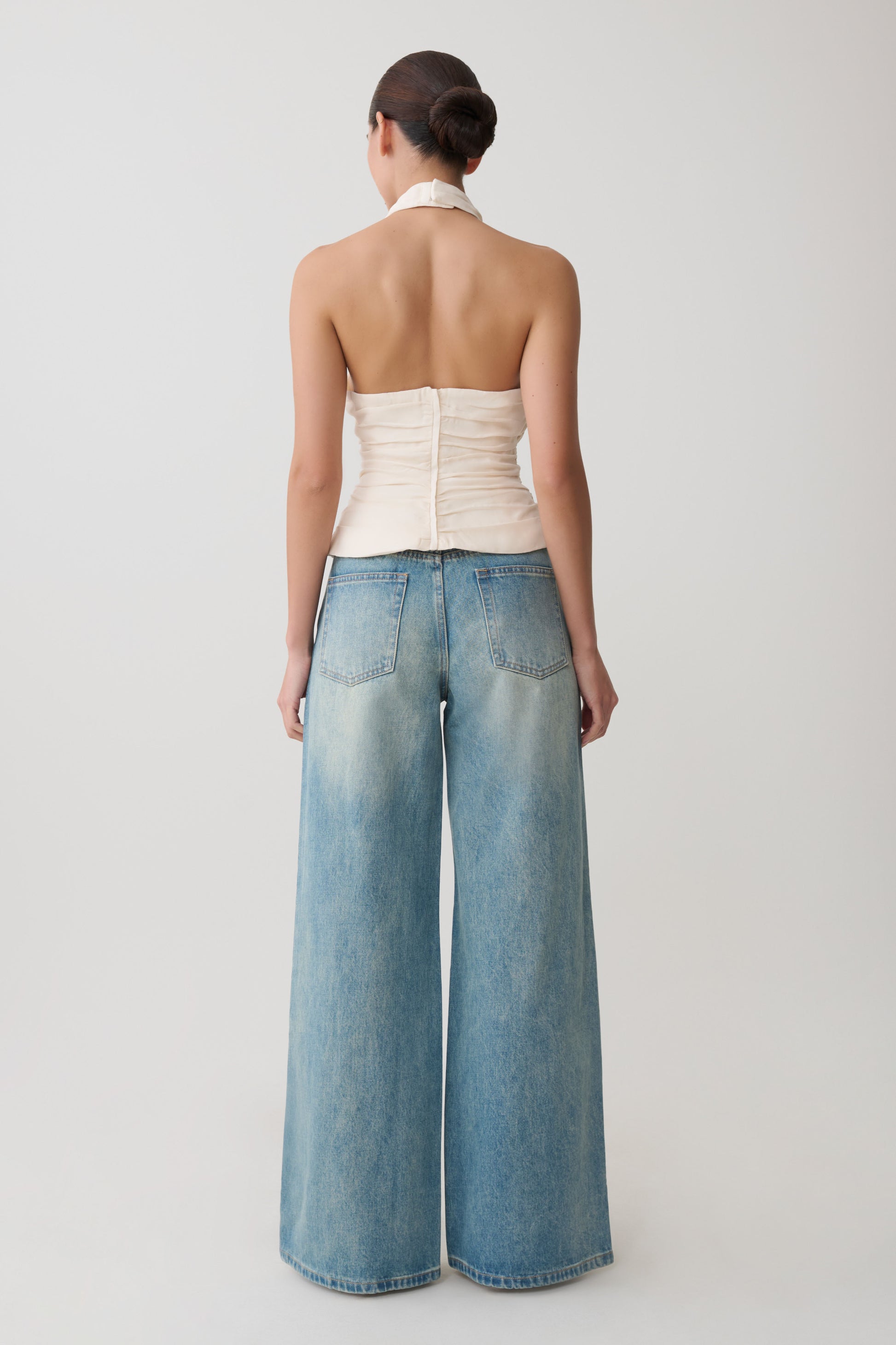 Daniela Ruched Halter Top - Ivory #5