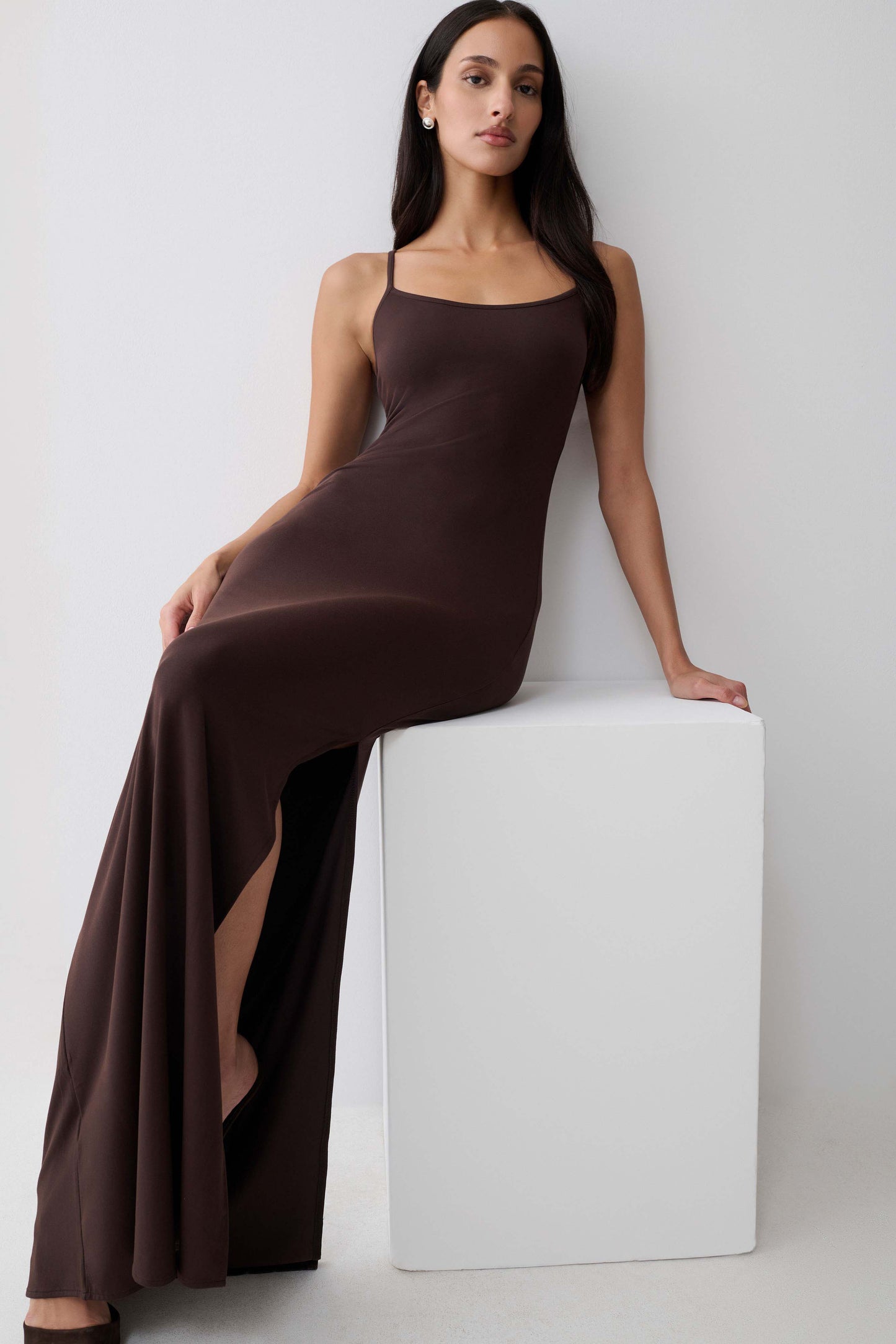 Erve Peached Jersey Maxi Dress - Chocolate