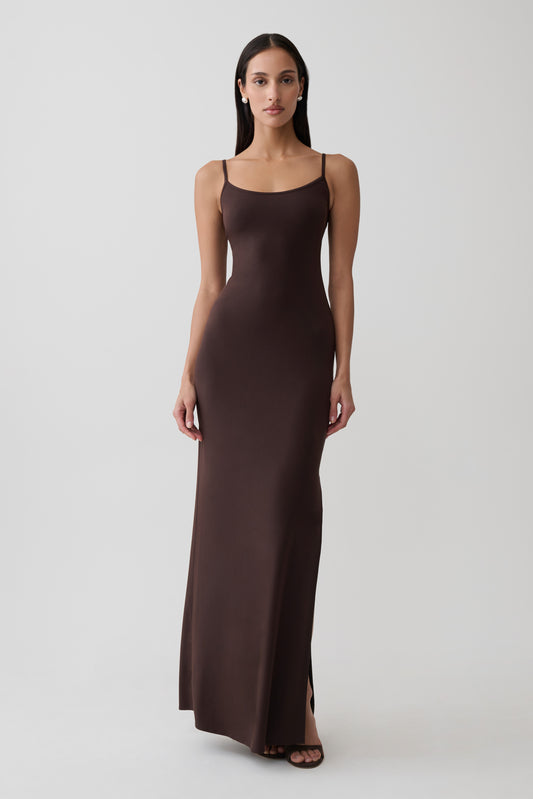Erve Peached Jersey Maxi Dress - Chocolate