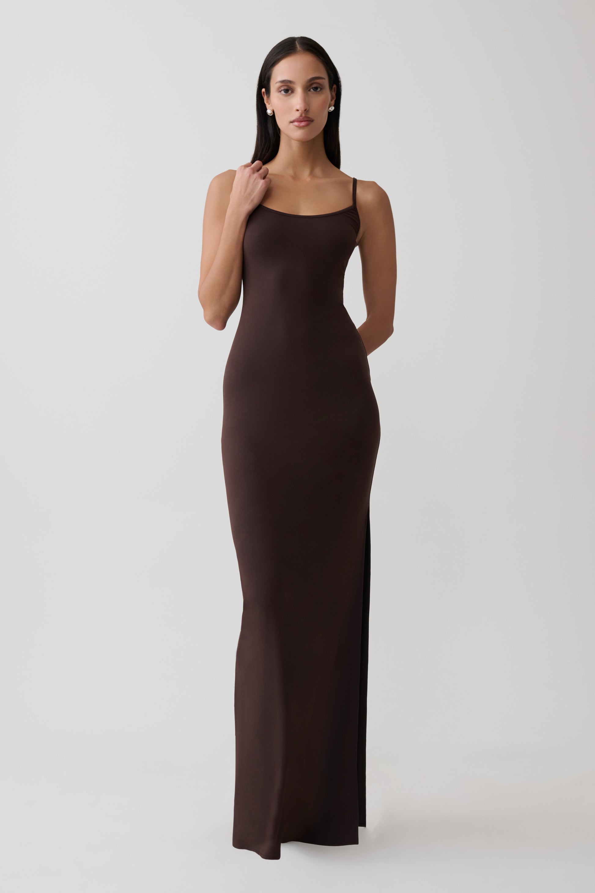 Erve Peached Jersey Maxi Dress - Chocolate #5
