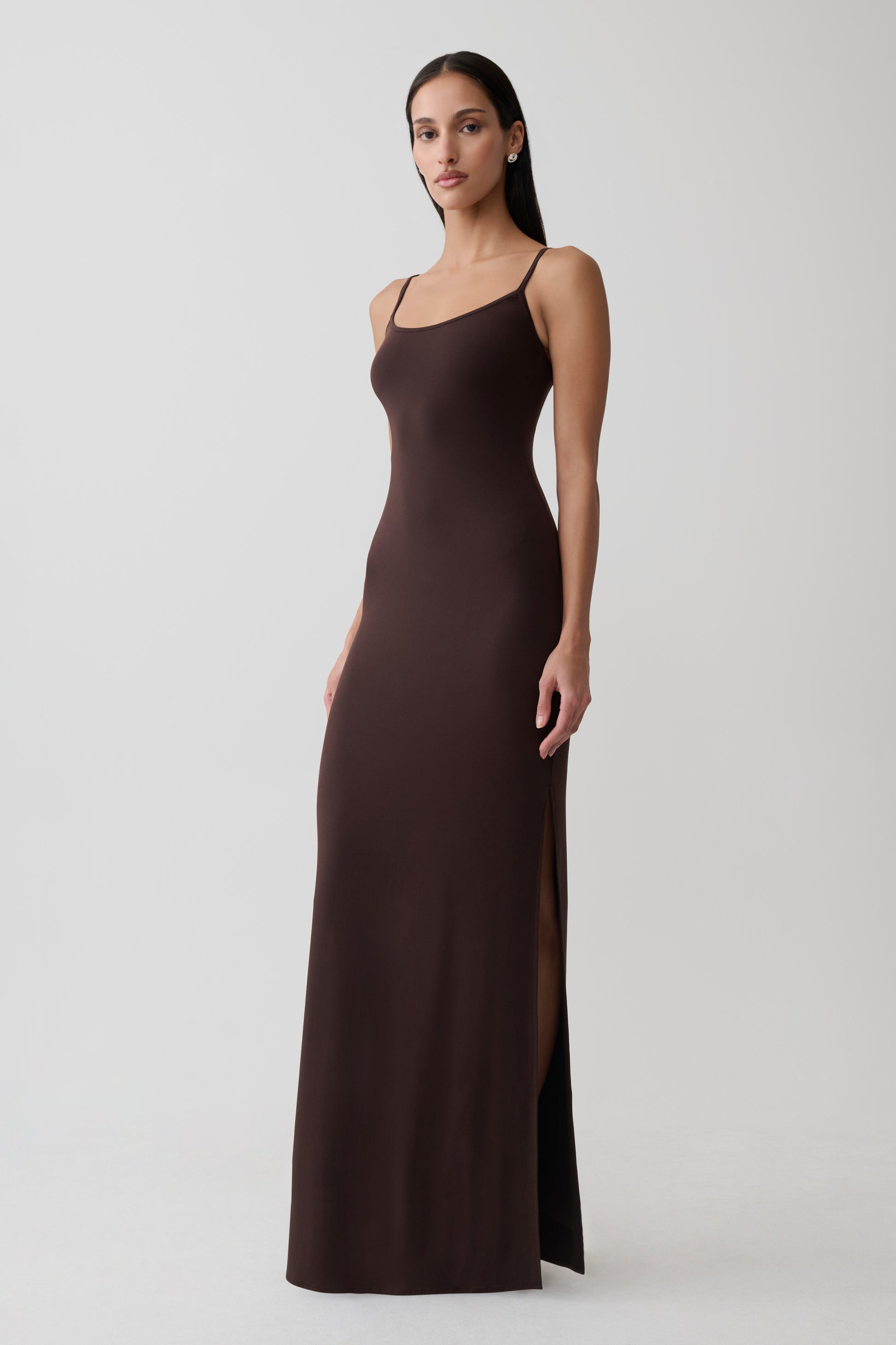 Erve Peached Jersey Maxi Dress - Chocolate #4