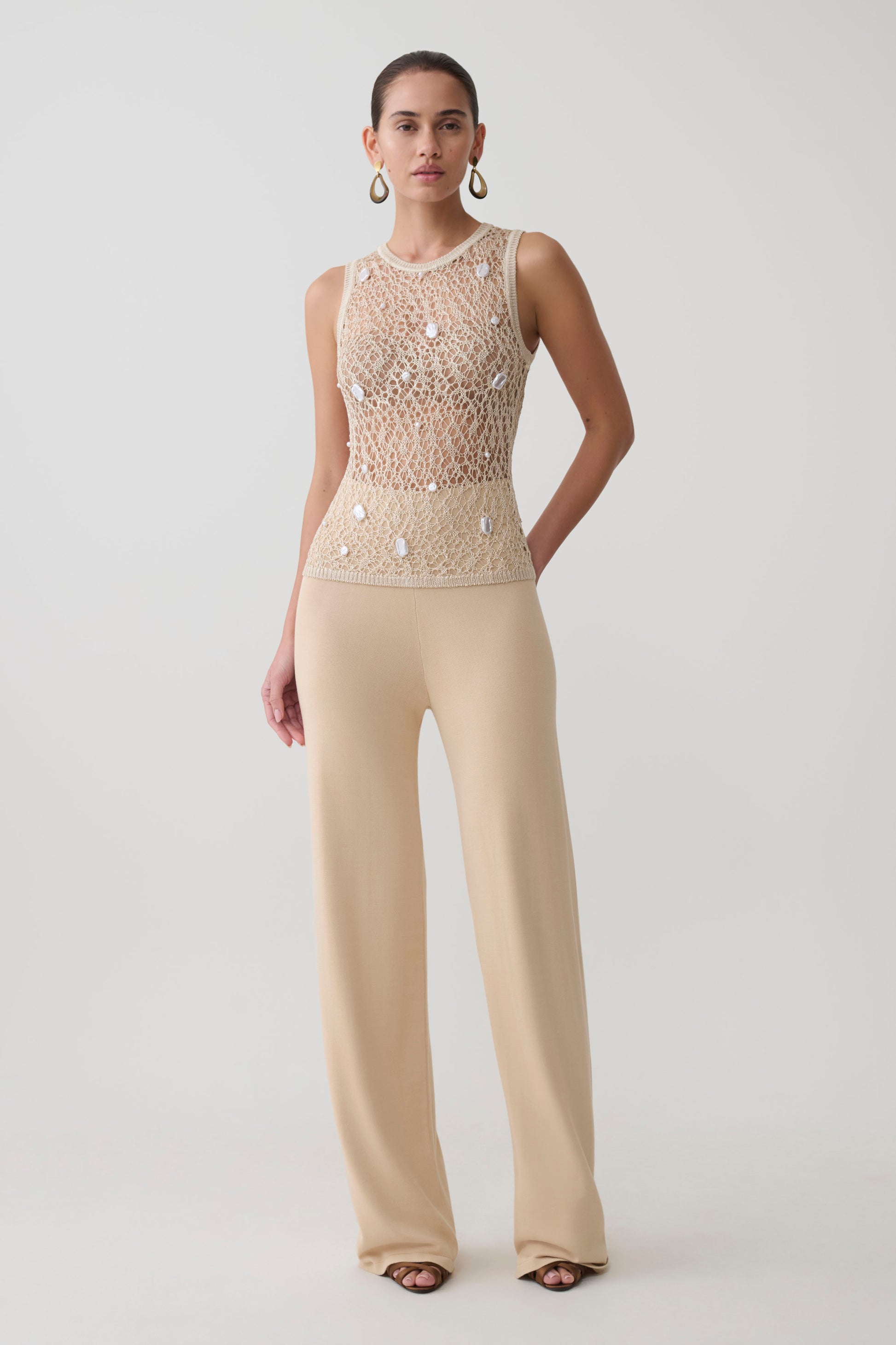 Eloise Pearl Beaded Top - Cream #7