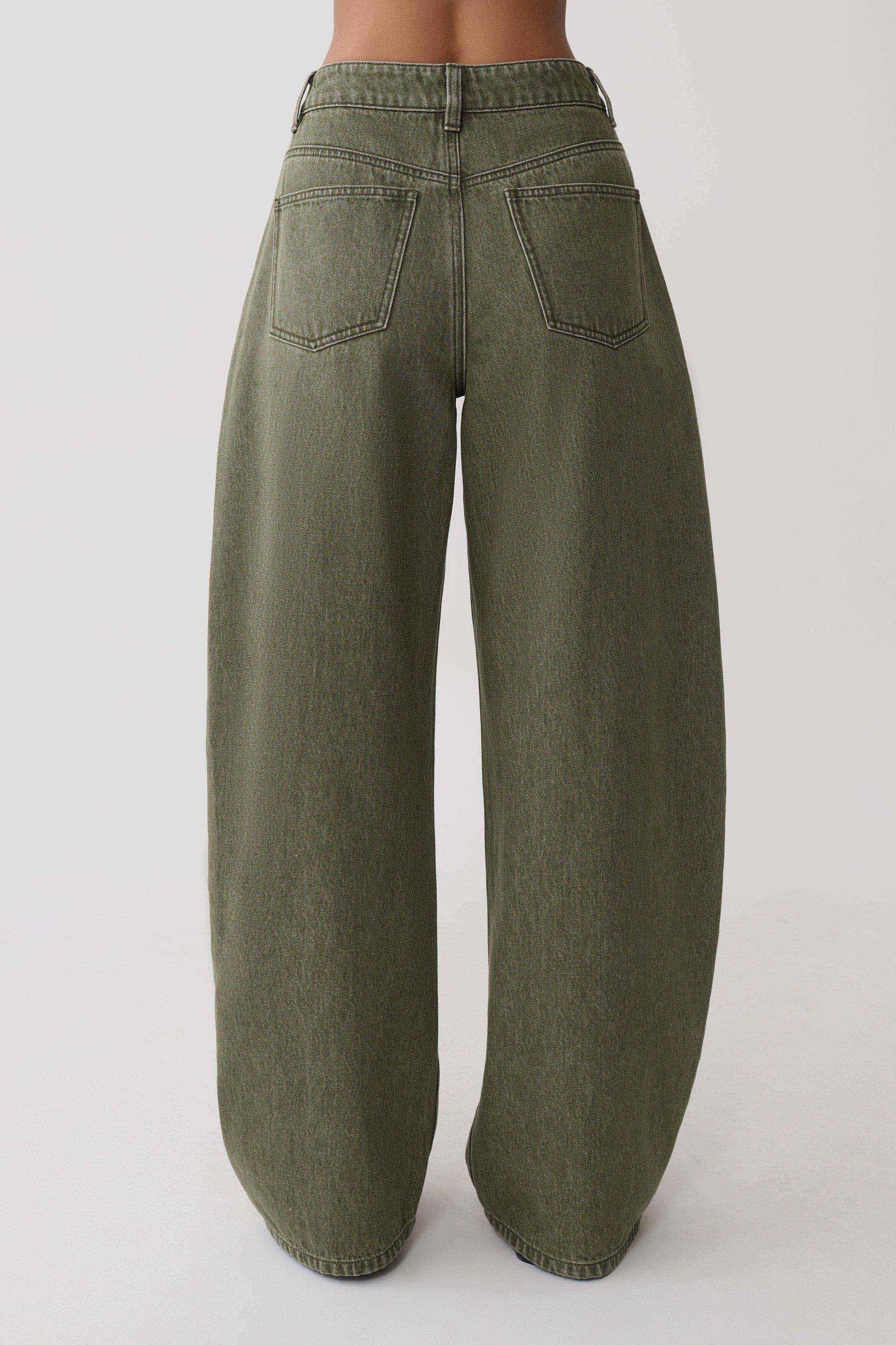 Stephanie Barrel Denim Jeans - Washed Khaki #7
