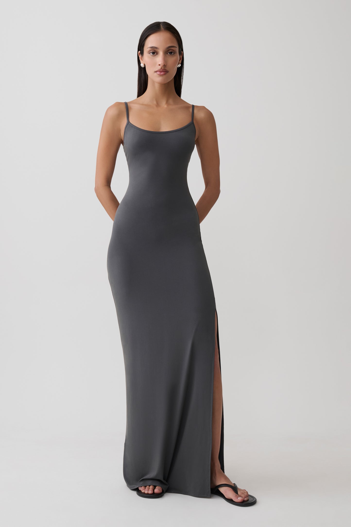 Erve Peached Jersey Maxi Dress - Charcoal