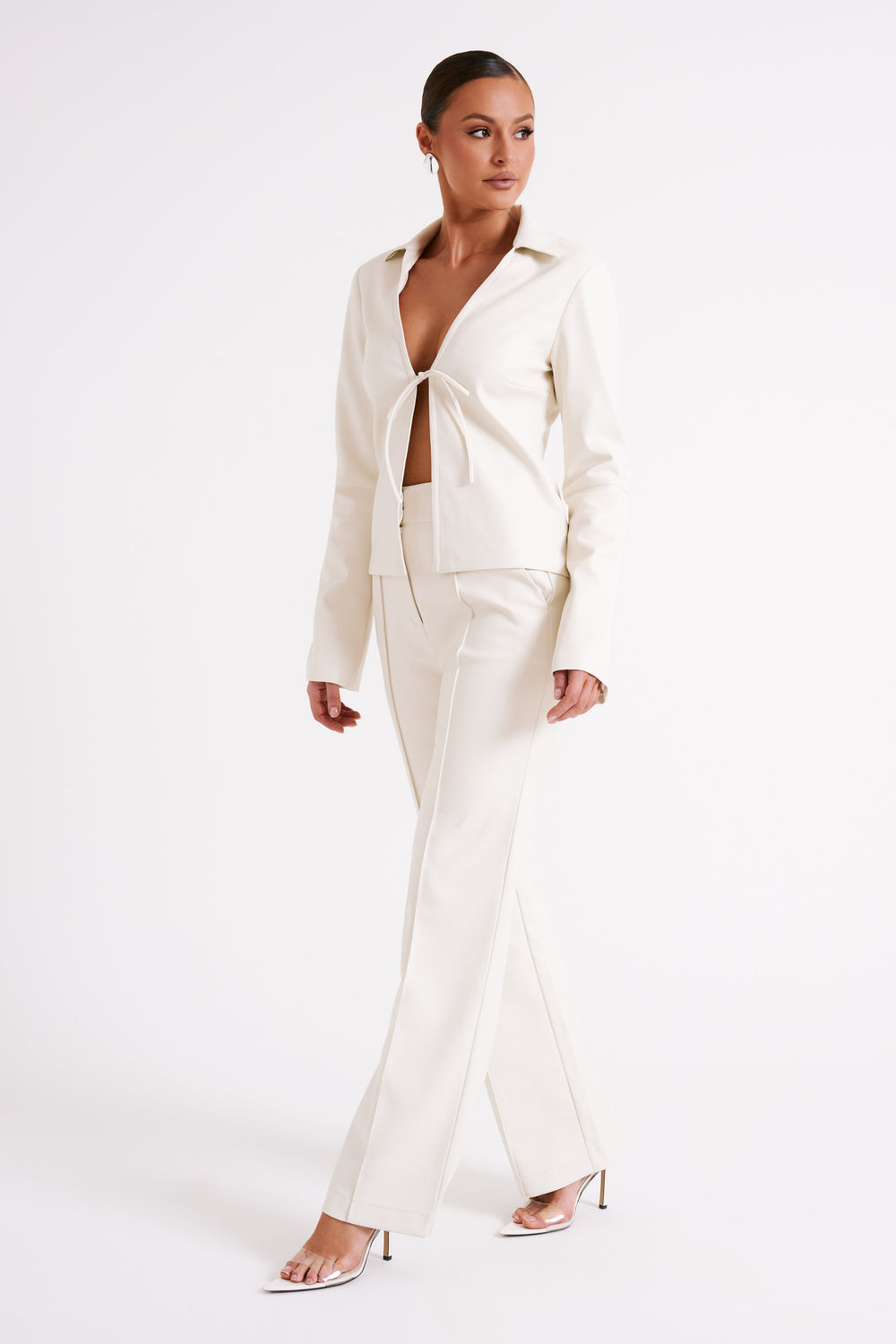 Toni Faux Leather Wide Leg Pant - Ivory