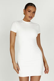 Halston Short Sleeve Mini Dress - White
