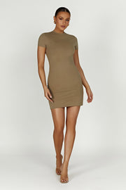 Halston Short Sleeve Mini Dress - Olive
