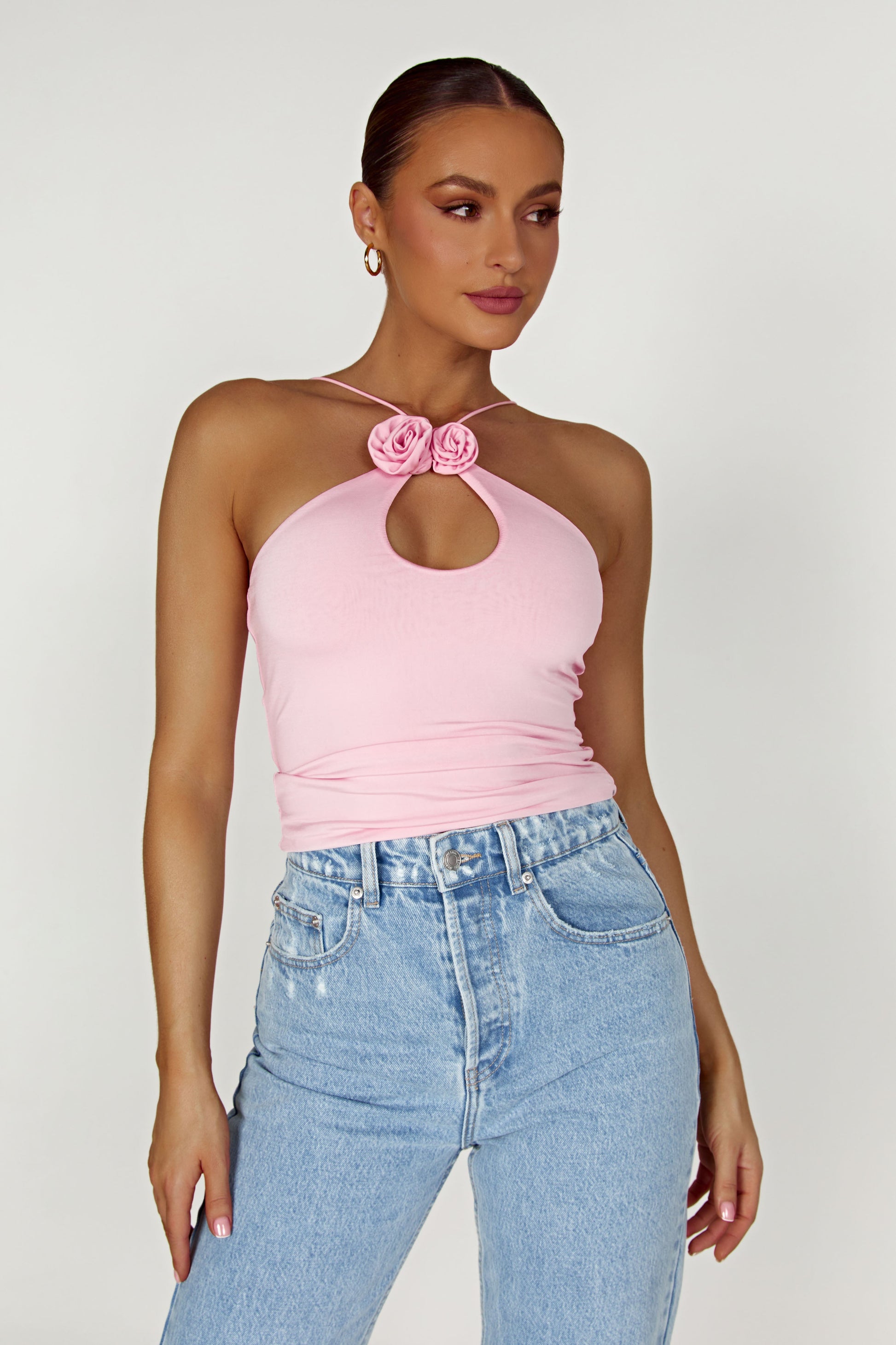 Adeline Rose Halter Top - Baby Pink