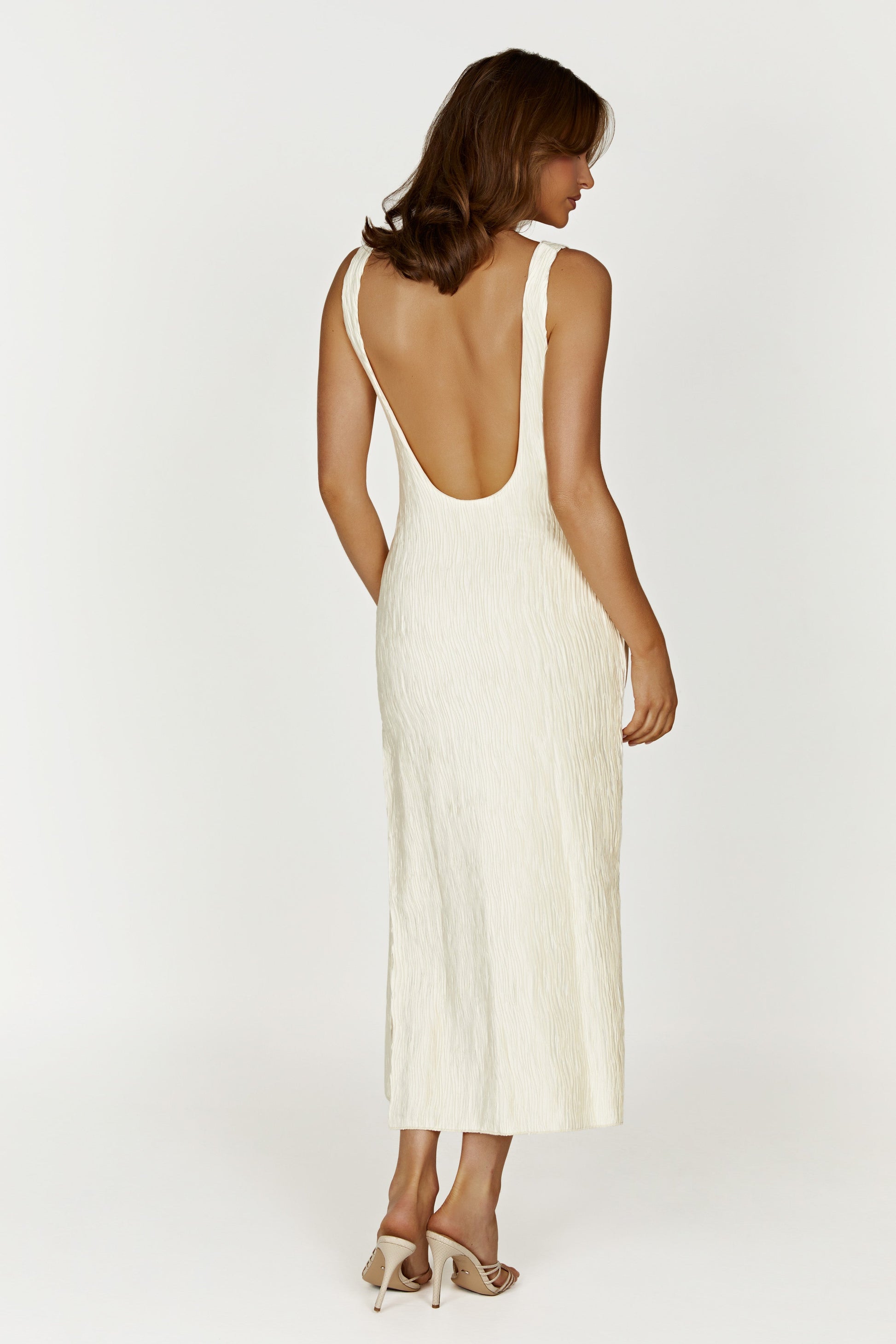 Theia Plisse Maxi Dress - Ivory #5