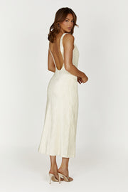 Theia Plisse Maxi Dress - Ivory