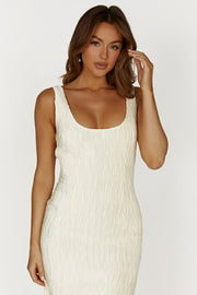 Theia Plisse Maxi Dress - Ivory