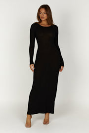 Talia Maxi Open Back Knit Dress - Black