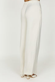 Nour Satin Wide Leg Pant - Ivory