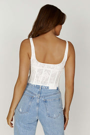 Elsie Lace Bustier Top - White