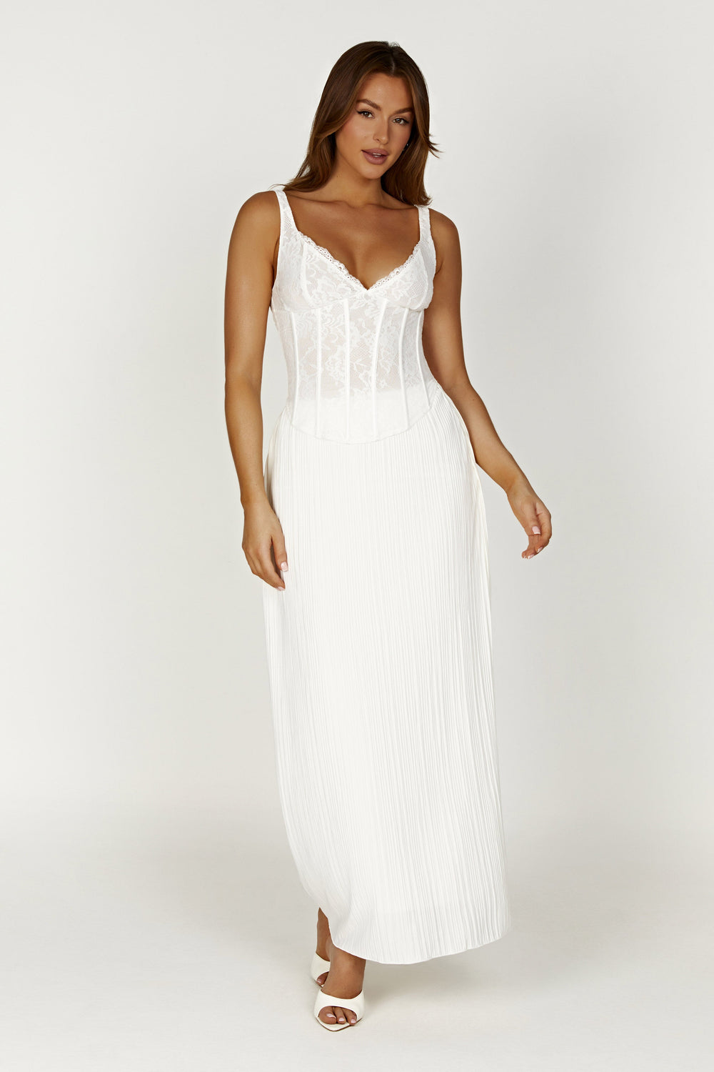 Elsie Plisse Maxi Skirt - White