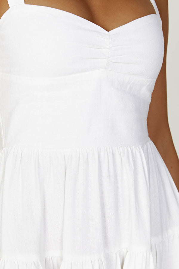 Adriana Linen Midi Dress - White