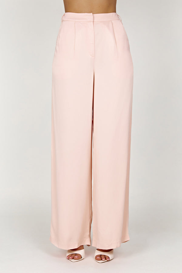 Nour Satin Wide Leg Pant - Apricot - MESHKI