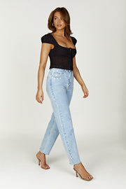 Cressida Cotton Anglaise Puff Sleeve Top - Black