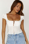 Cressida Cotton Anglaise Puff Sleeve Top - Black