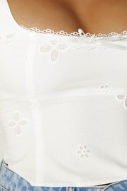 Melanie Cotton Anglaise Top - White