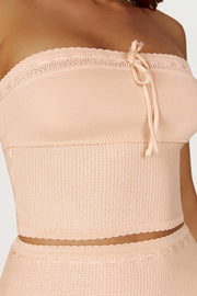 Kyra Waffle Knit Tube Top - Apricot