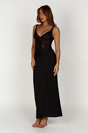 Elsie Plisse Maxi Skirt - Black