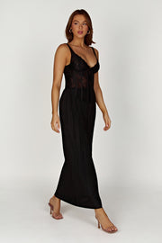 Elsie Plisse Maxi Skirt - Black
